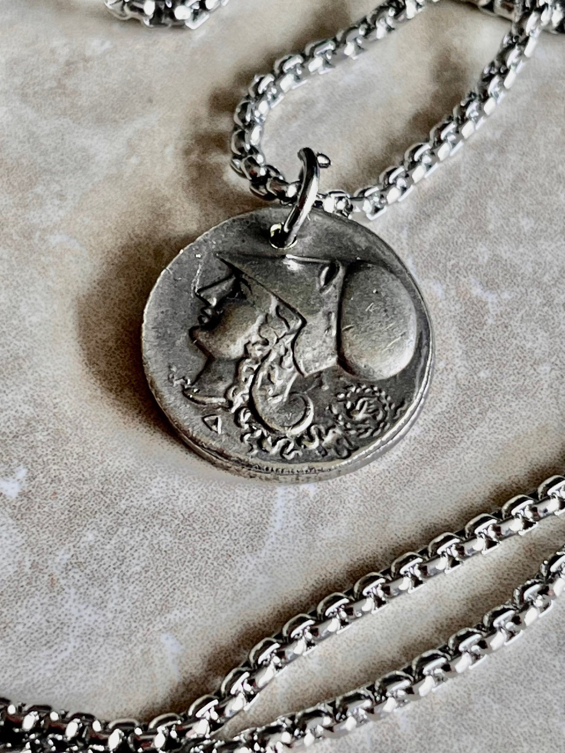 Greek Ancient Coin Pendant Lion Skin Helmet Hercules Pegasus Necklace Jewelry Gift For Friend Charm For Him Her, World Coins Collector