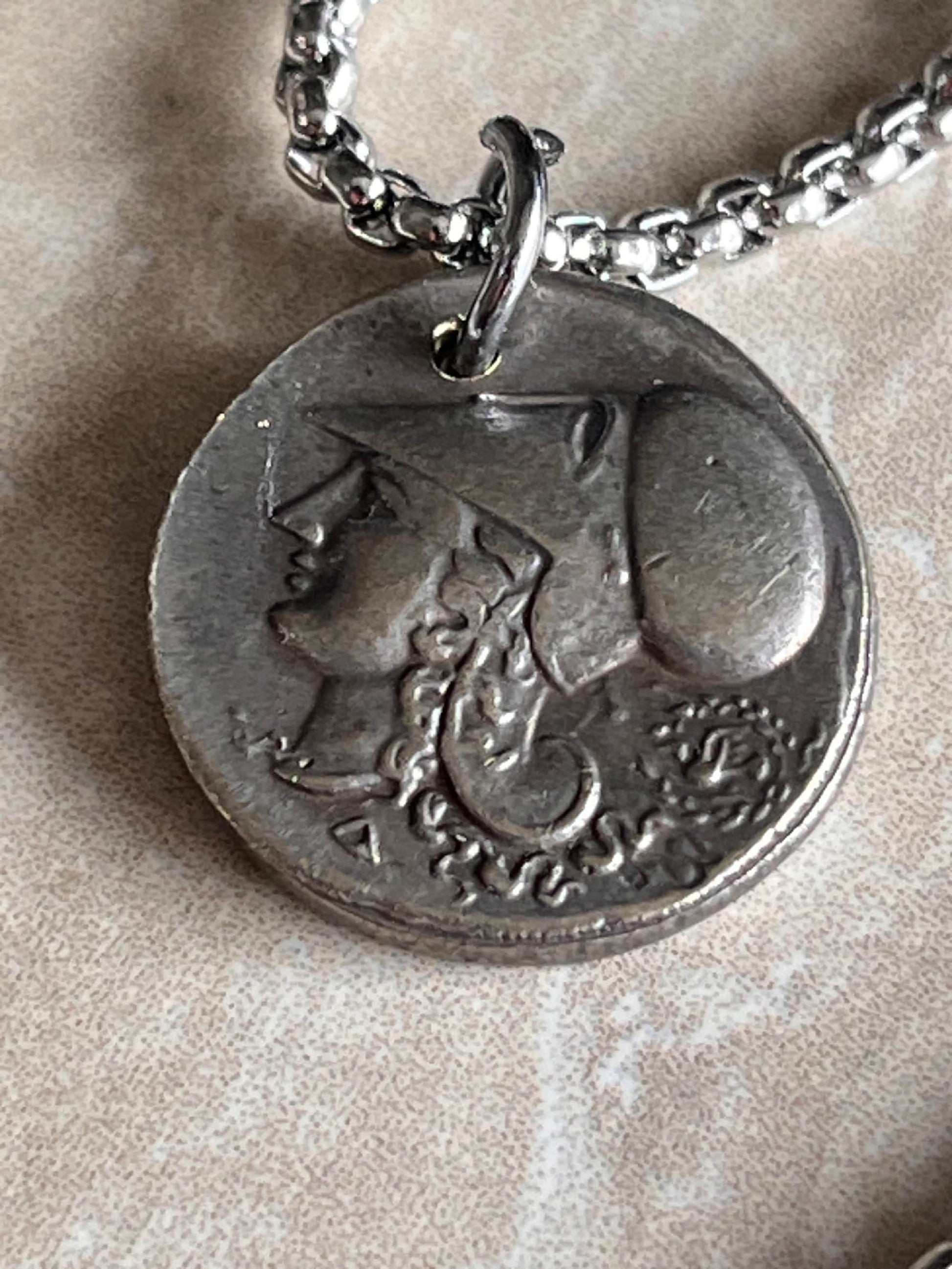 Greek Ancient Coin Pendant Lion Skin Helmet Hercules Pegasus Necklace Jewelry Gift For Friend Charm For Him Her, World Coins Collector