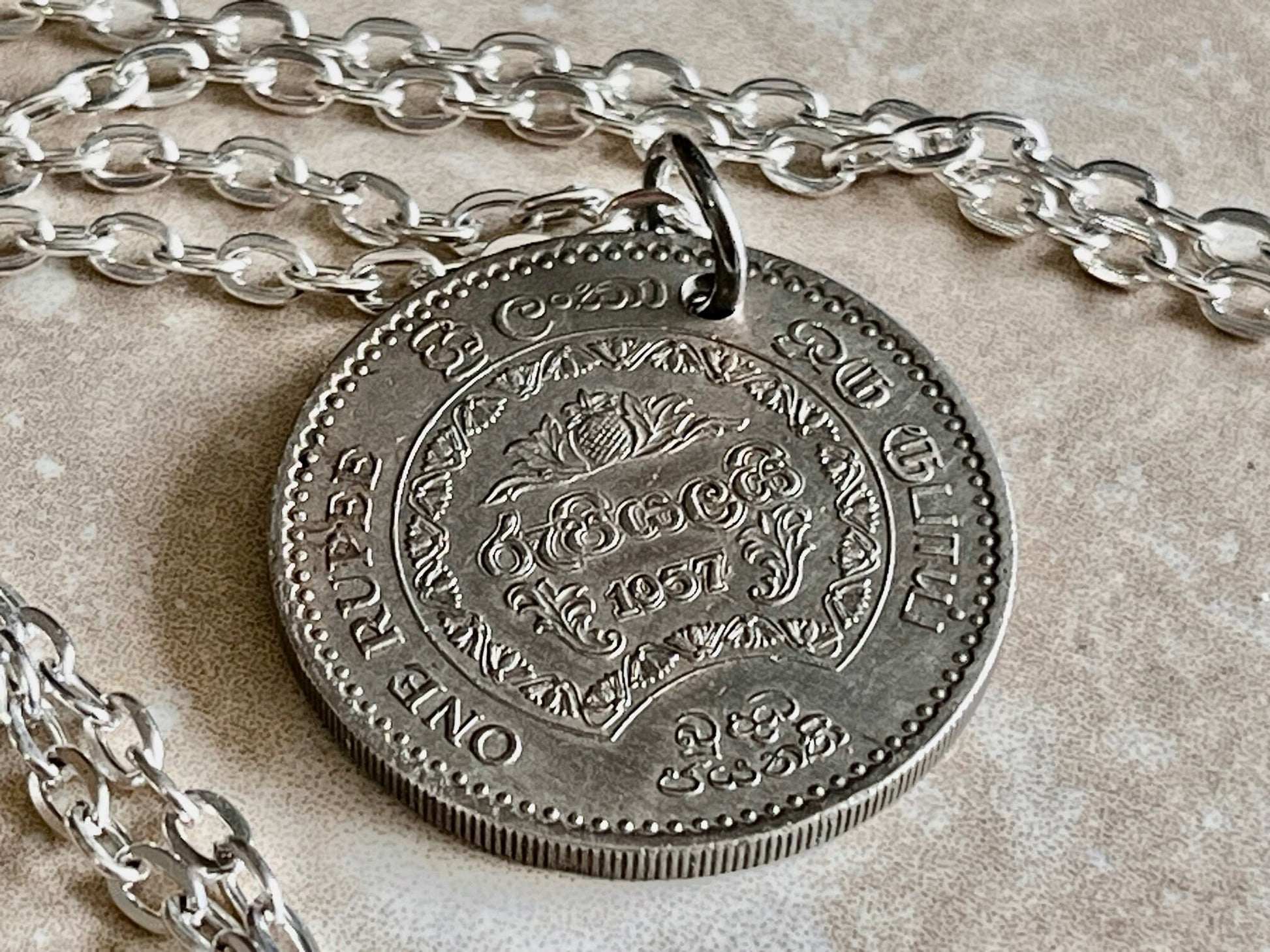 India Coin Pendant 1957 East India 1 Rupee Personal Vintage Handmade Jewelry Gift Friend Charm For Him Her World Coin Collector