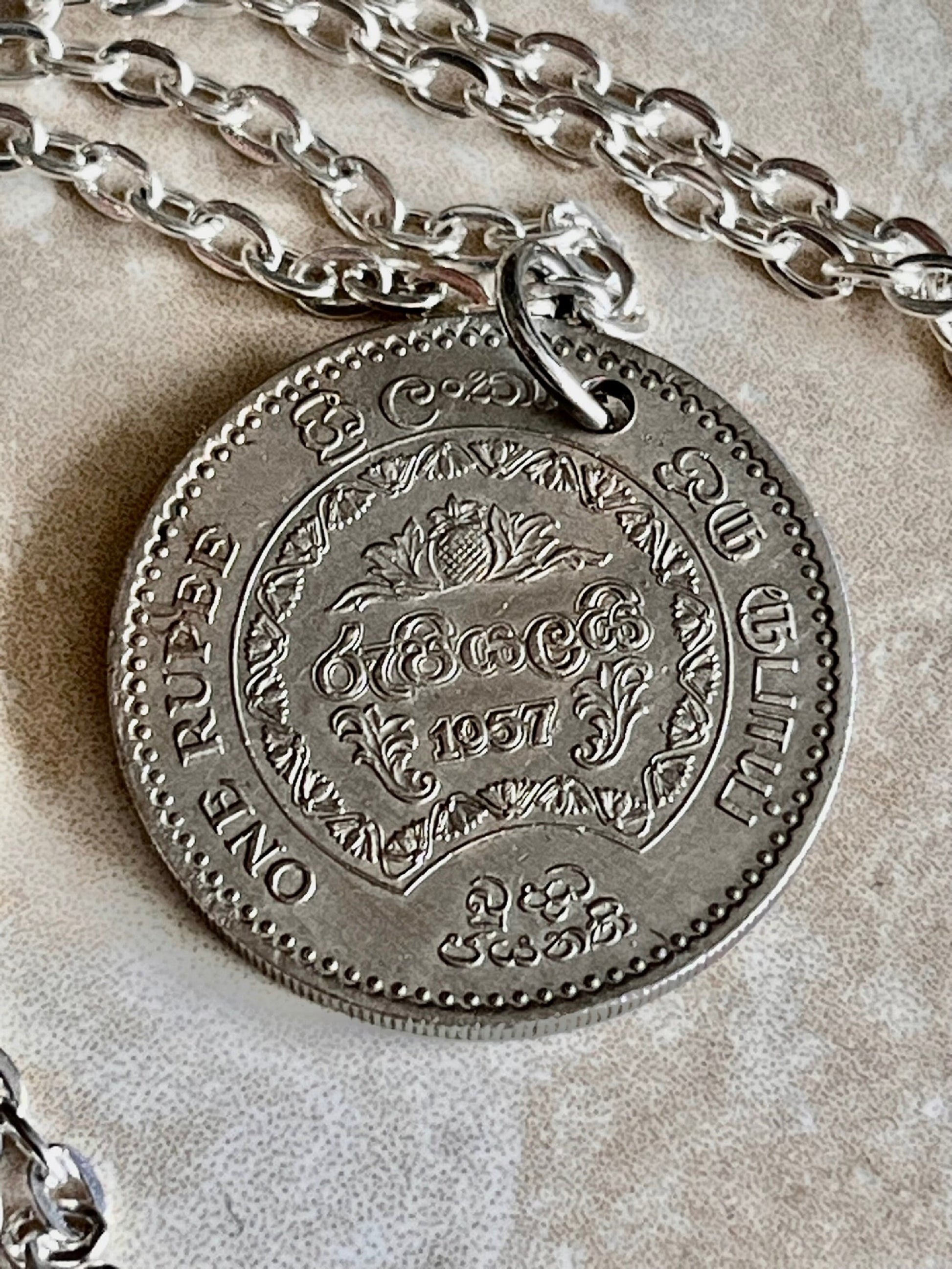 India Coin Pendant 1957 East India 1 Rupee Personal Vintage Handmade Jewelry Gift Friend Charm For Him Her World Coin Collector