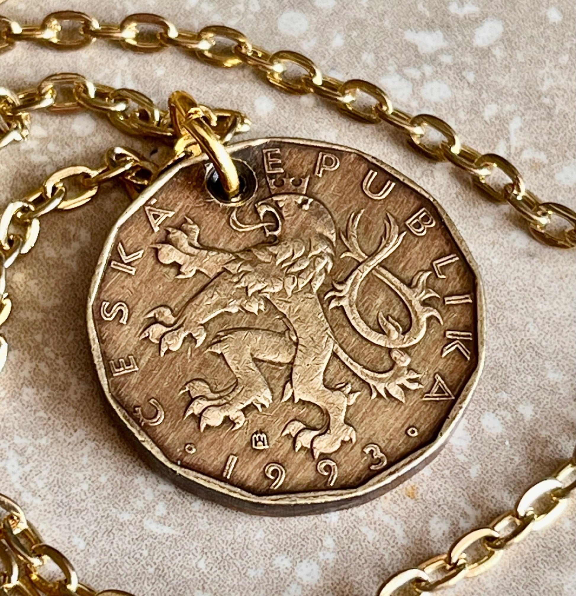 Czechoslovakia Republic Coin Pendant Personal Necklace Old Vintage Handmade Jewelry Gift Friend Charm For Him Her World Coin Collector