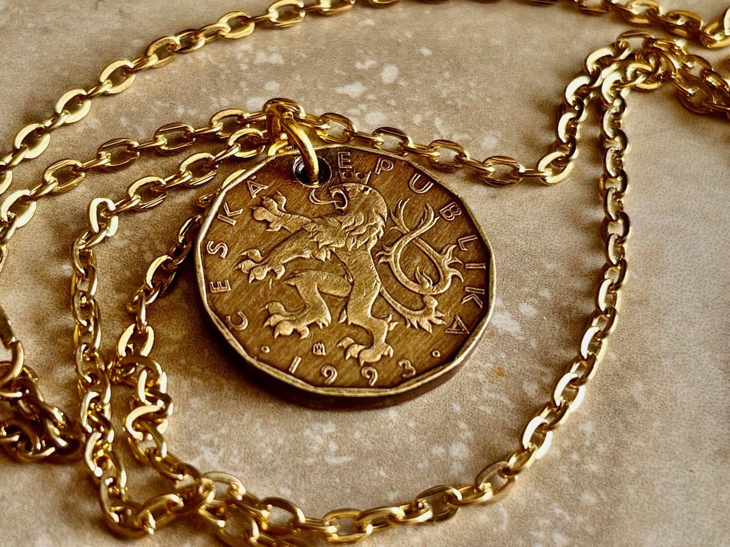 Czechoslovakia Republic Coin Pendant Personal Necklace Old Vintage Handmade Jewelry Gift Friend Charm For Him Her World Coin Collector