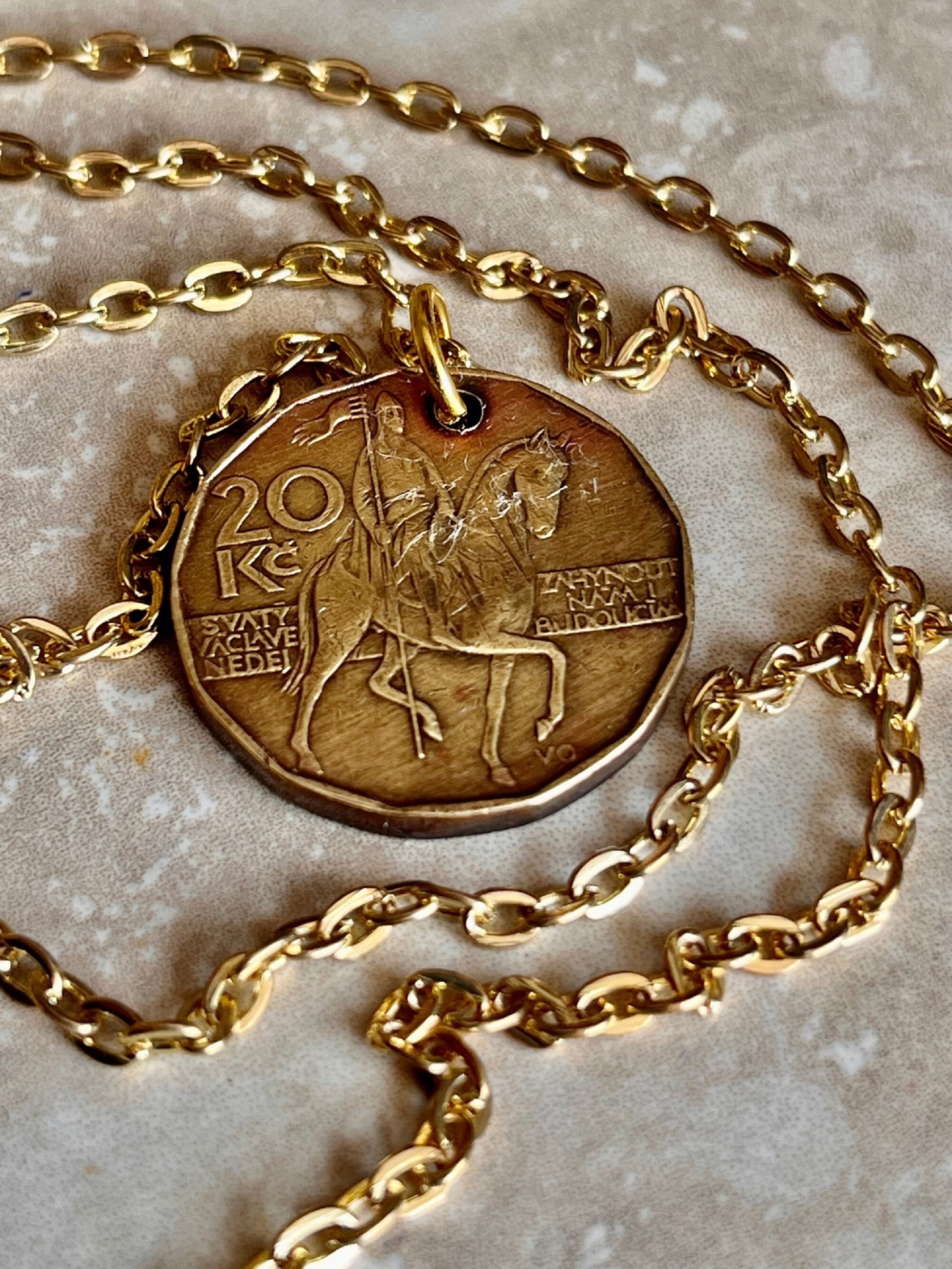 Czechoslovakia Republic Coin Pendant Personal Necklace Old Vintage Handmade Jewelry Gift Friend Charm For Him Her World Coin Collector