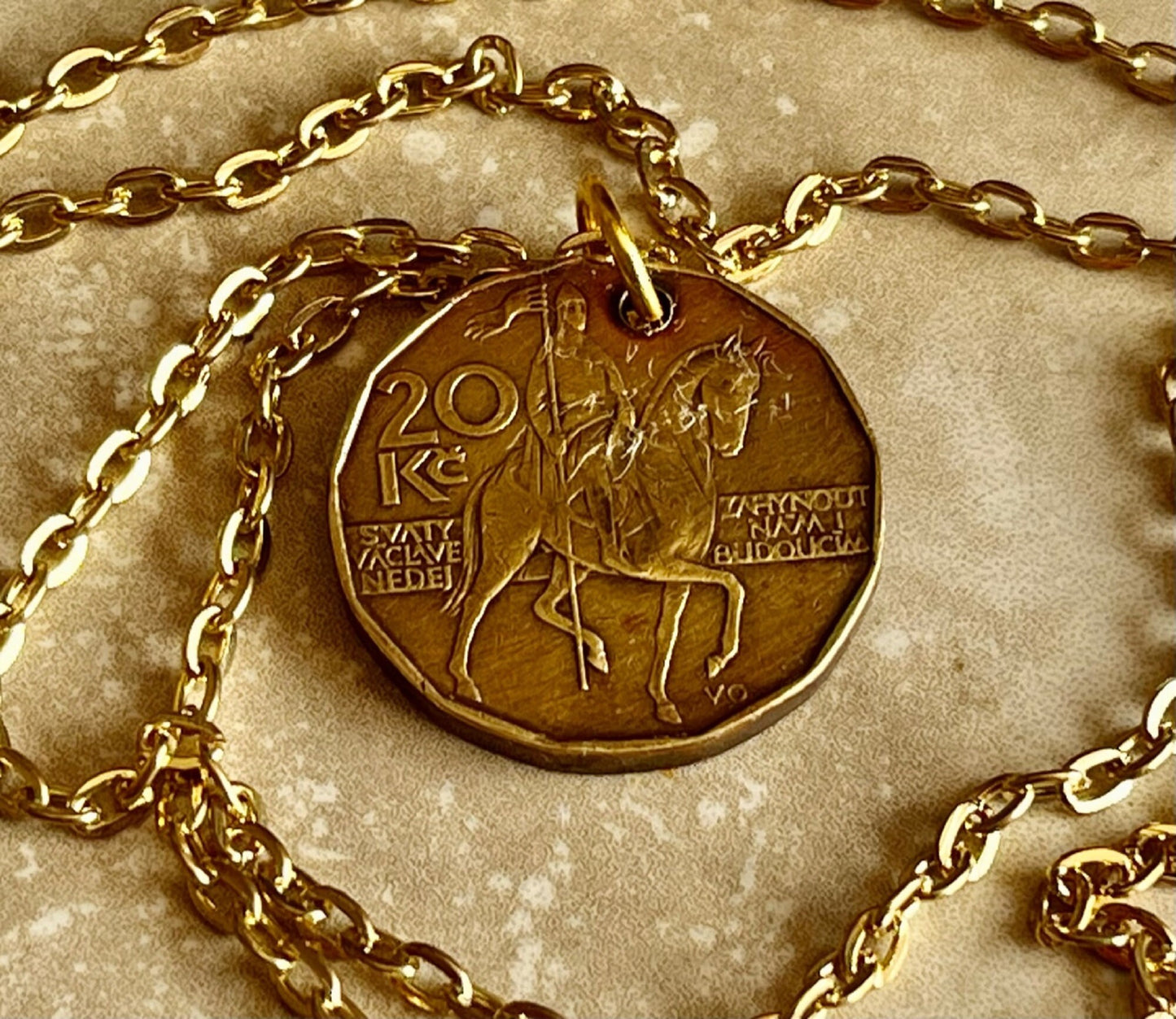 Czechoslovakia Republic Coin Pendant Personal Necklace Old Vintage Handmade Jewelry Gift Friend Charm For Him Her World Coin Collector