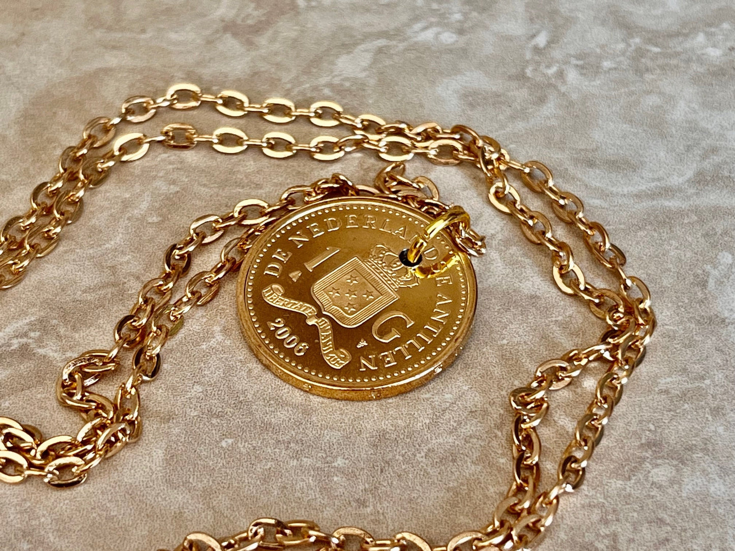 Netherland Coin Pendant Antilles Gulden Queen Juliana Necklace Jewelry Gift For Friend Coin Charm Gift For Him, Her, World Coins Collector