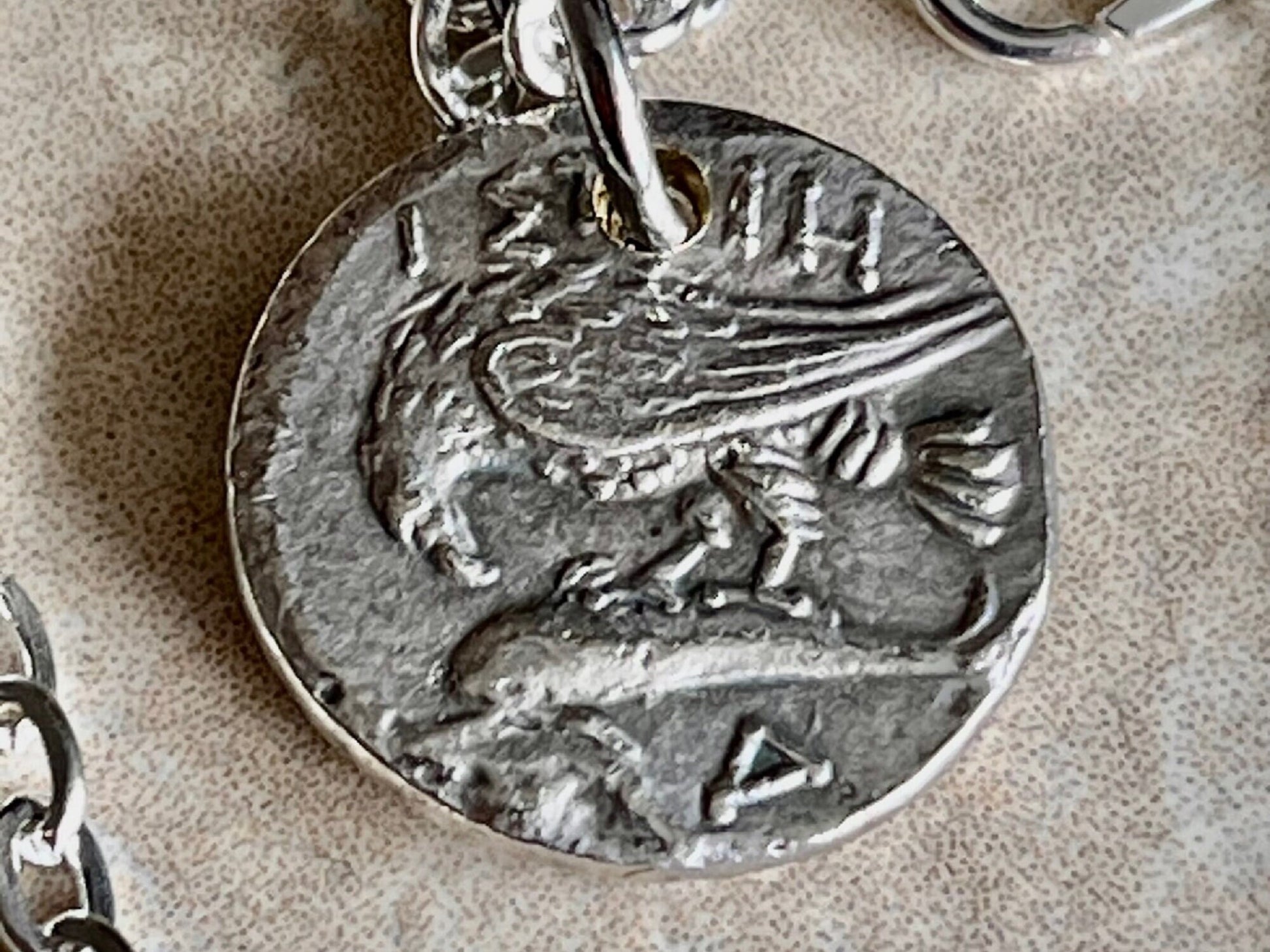 Greek Ancient Coin Pendant Gemini Eagle Dolphin Myth Constellation Necklace Jewelry Gift For Friend Charm For Him Her, World Coins Collector