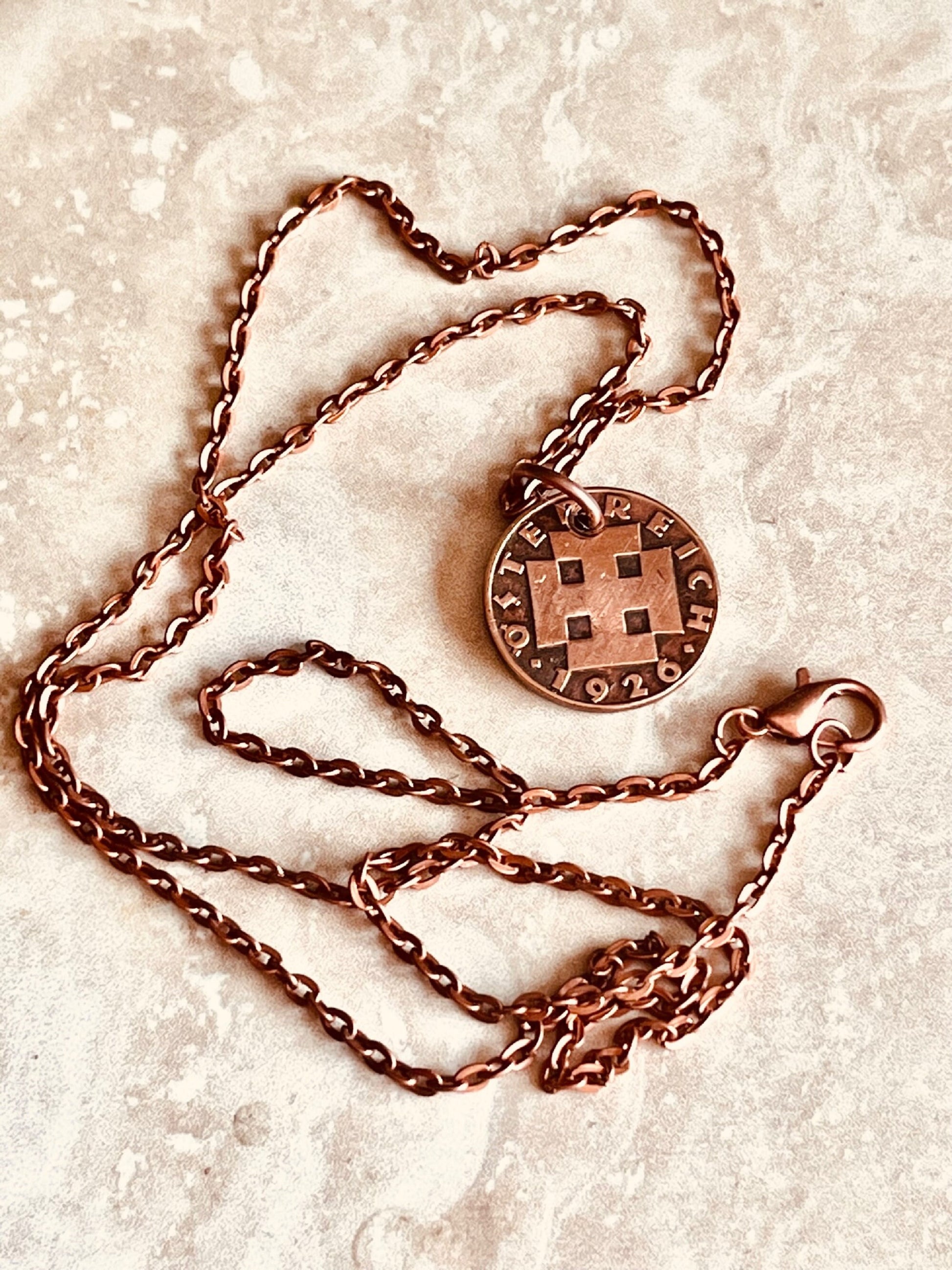 Austria 2 Groschen Austrian Pendant Personal Necklace Old Vintage Handmade Jewelry Gift Friend Charm For Him Her World Coin Collector