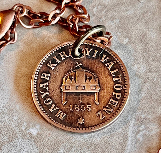 Hungary Coin Pendant Hungarian 2 Filler Personal Necklace Old Vintage Handmade Jewelry Gift Friend Charm For Him Her World Coin Collector