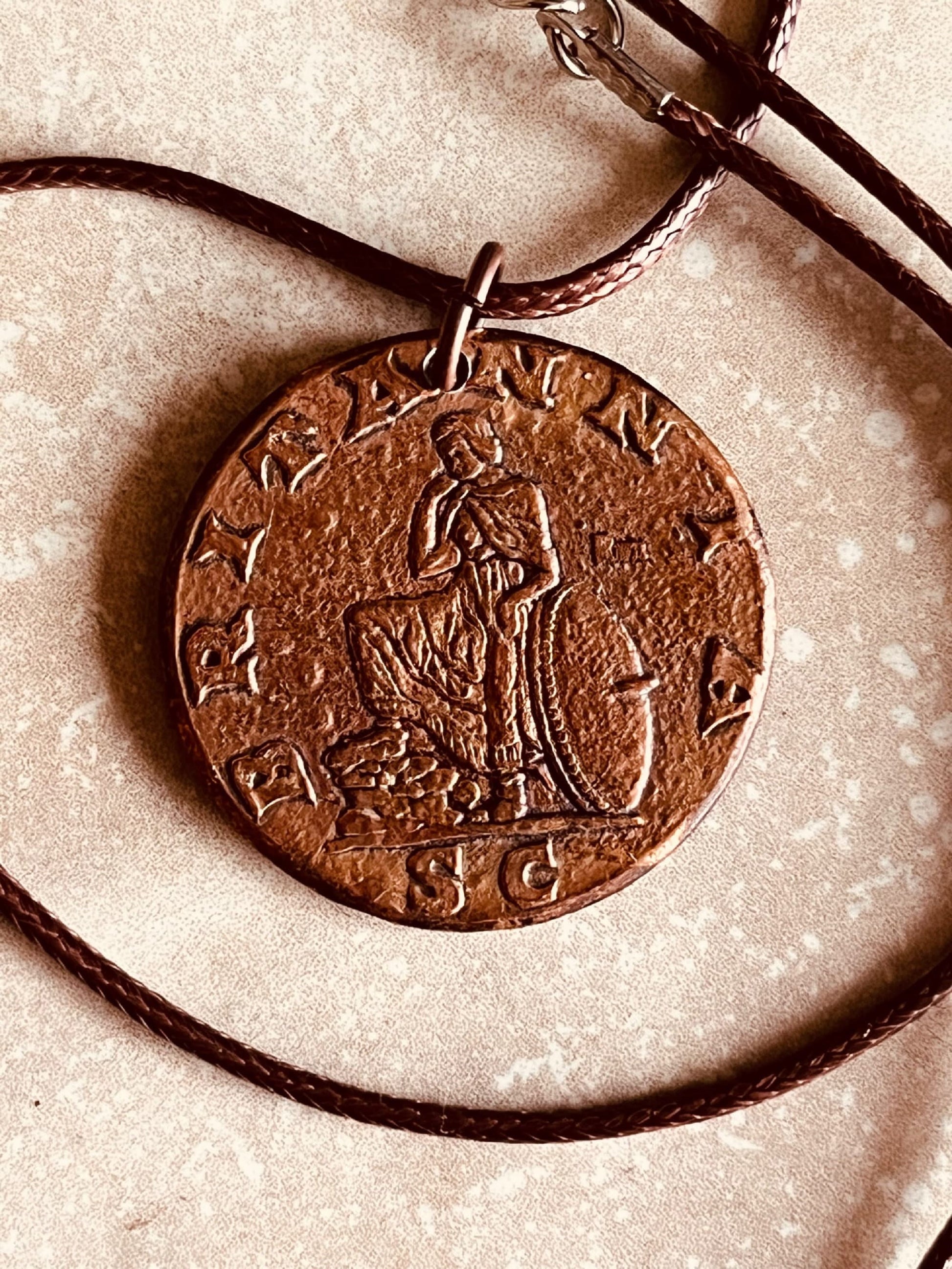 Ancient Coin Pendant Sestertius of Hadrian (117-138 AD) Roman Necklace Jewelry Gift For Friend Charm For Him Her World Coins Collector