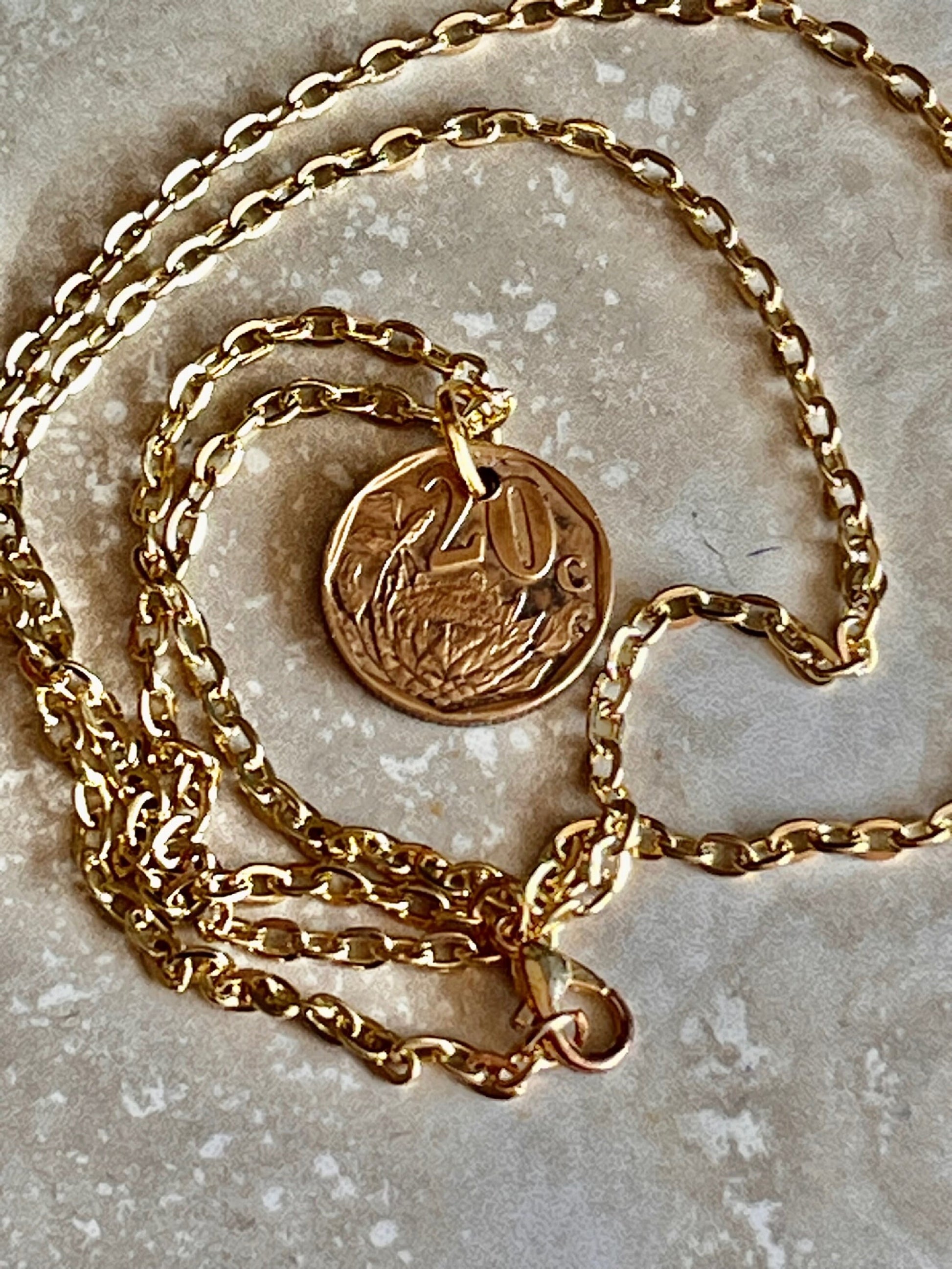 South Africa Coin Pendant African 20 Cents Personal Necklace Old Vintage Handmade Jewelry Gift Friend Charm For Him Her World Coin Collector