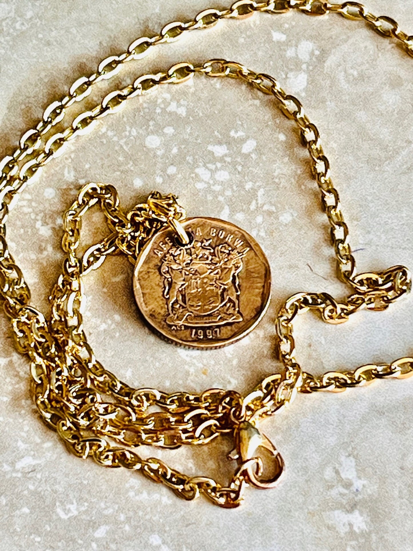 South Africa Coin Pendant African 20 Cents Personal Necklace Old Vintage Handmade Jewelry Gift Friend Charm For Him Her World Coin Collector