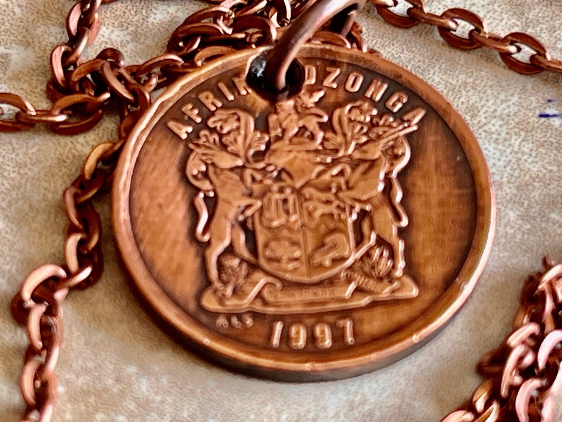 South Africa Coin Pendant Suid 5 Cents Personal Necklace Old Vintage Handmade Jewelry Gift Friend Charm For Him Her World Coin Collector
