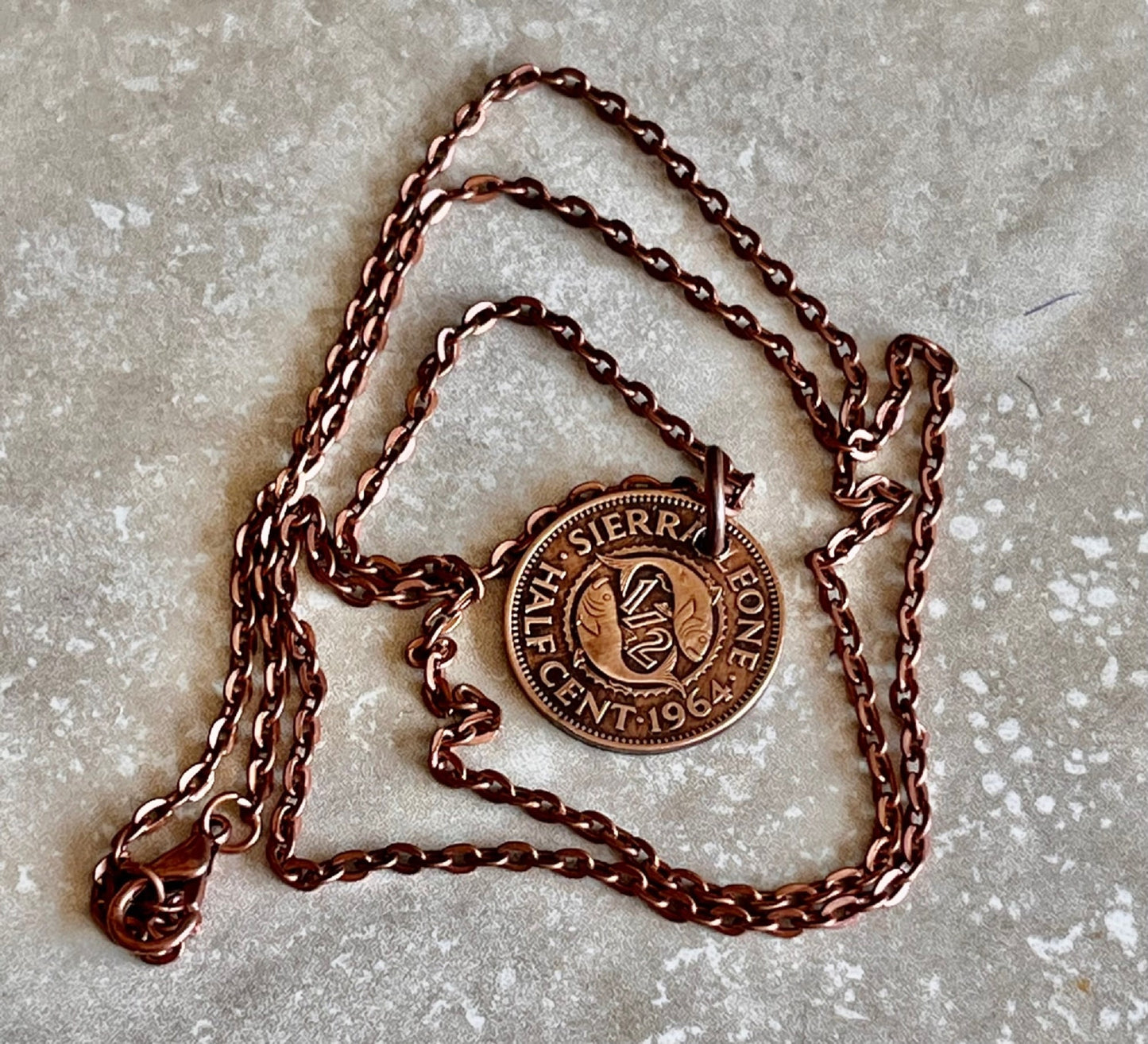 Sierra Leone Coin Pendant African Half Cent Personal Necklace Vintage Handmade Jewelry Gift Friend Charm For Him Her World Coin Collector