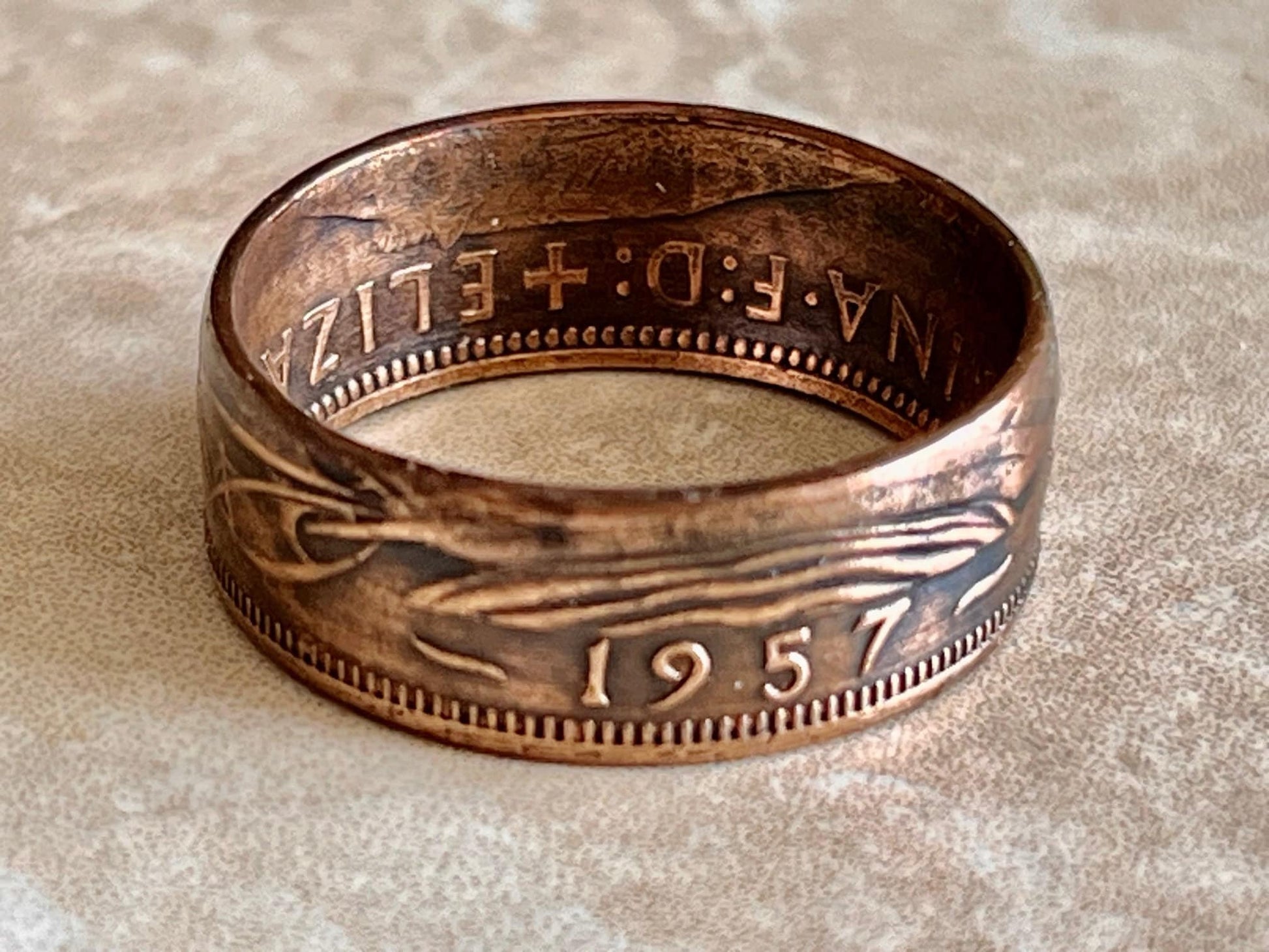 Britain Ring Half Penny England British Coin Ring Handmade Personal Jewelry Ring Gift For Friend Ring Gift For Him Her World Coin Collector