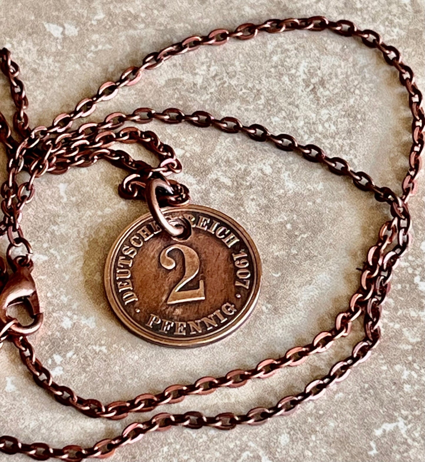 Germany 2 Pfenning Rentenpfennig German Coin Necklace Custom Made Charm Gift For Friend Coin Charm Gift For Him, Coin Collector, World Coins