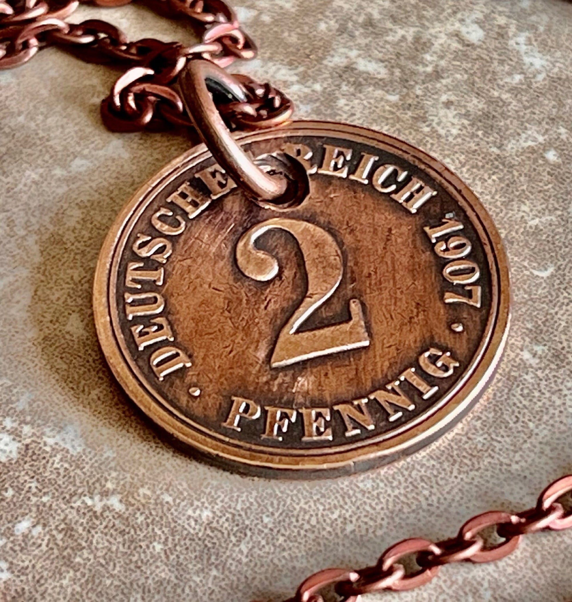 Germany 2 Pfenning Rentenpfennig German Coin Necklace Custom Made Charm Gift For Friend Coin Charm Gift For Him, Coin Collector, World Coins