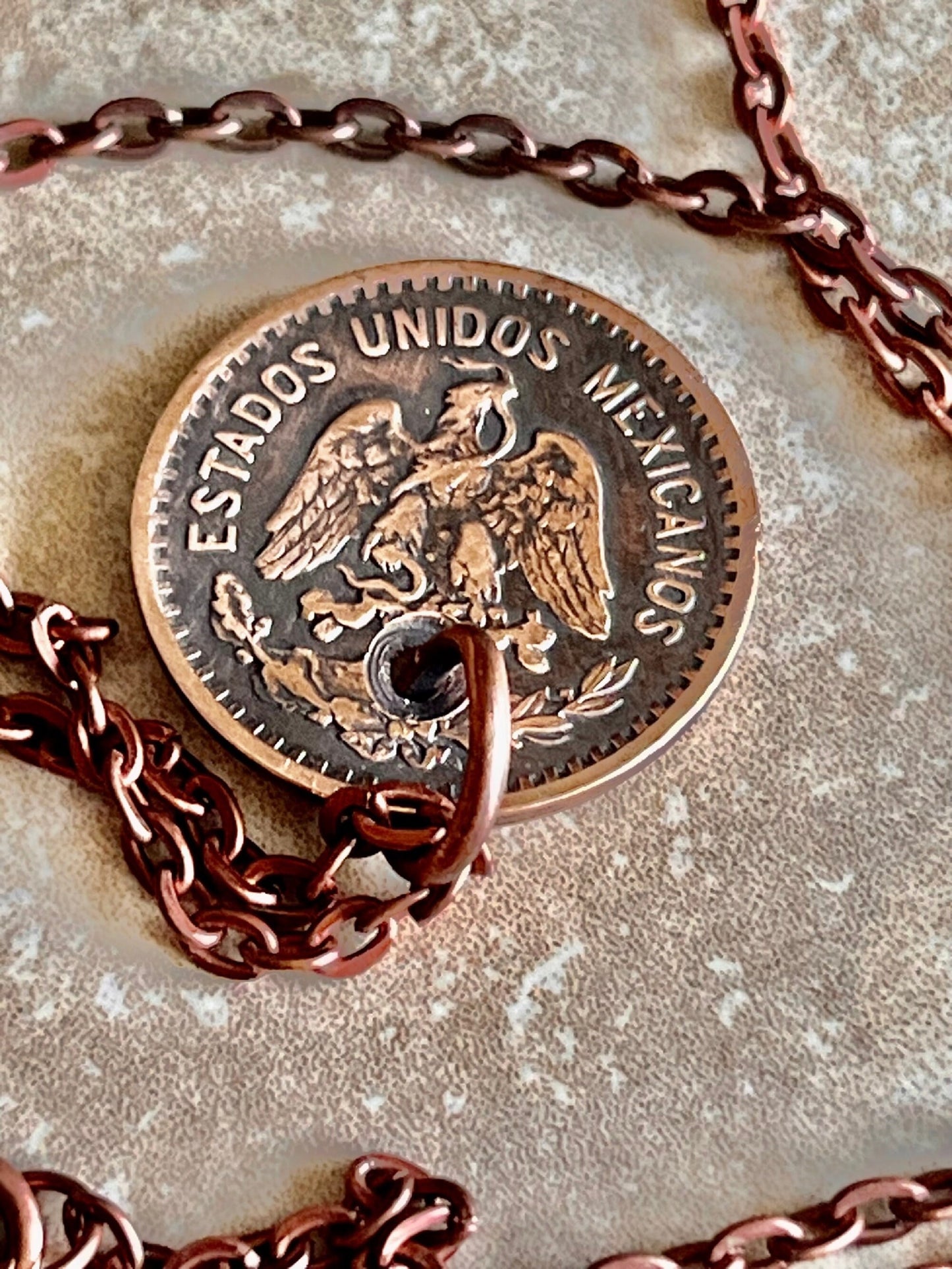 Mexico 1 Centavos Coin Pendant Mexican Personal Necklace Old Vintage Handmade Jewelry Gift Friend Charm For Him Her World Coin Collector