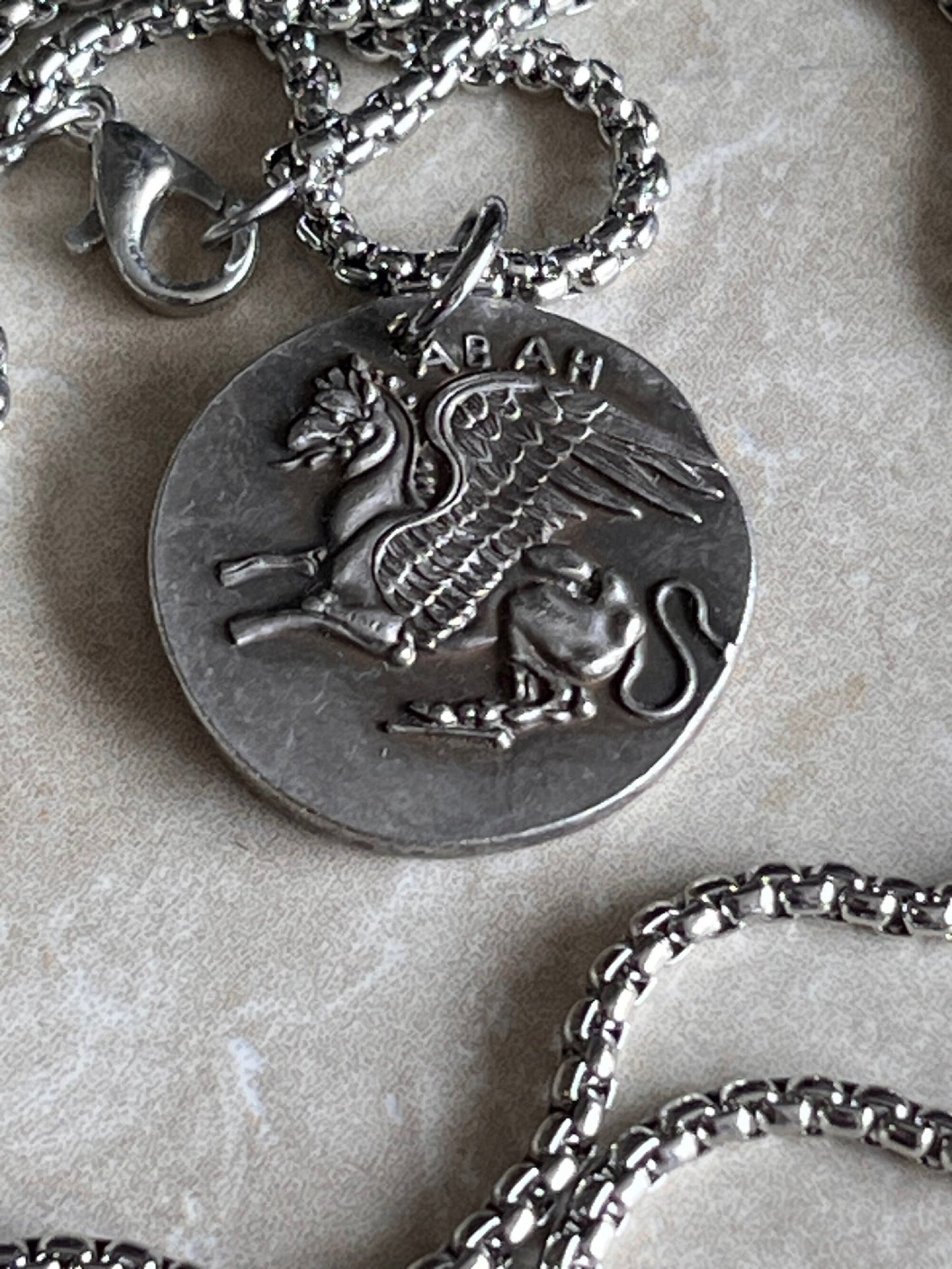 Greek Ancient Coin Pendant Lion Skin Helmet Hercules Pegasus Necklace Jewelry Gift For Friend Charm For Him Her, World Coins Collector