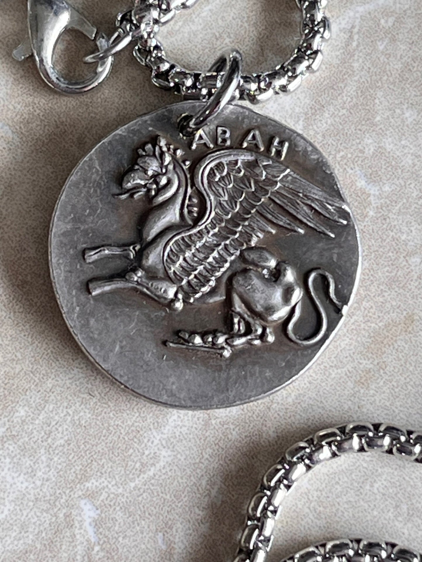 Greek Ancient Coin Pendant Lion Skin Helmet Hercules Pegasus Necklace Jewelry Gift For Friend Charm For Him Her, World Coins Collector