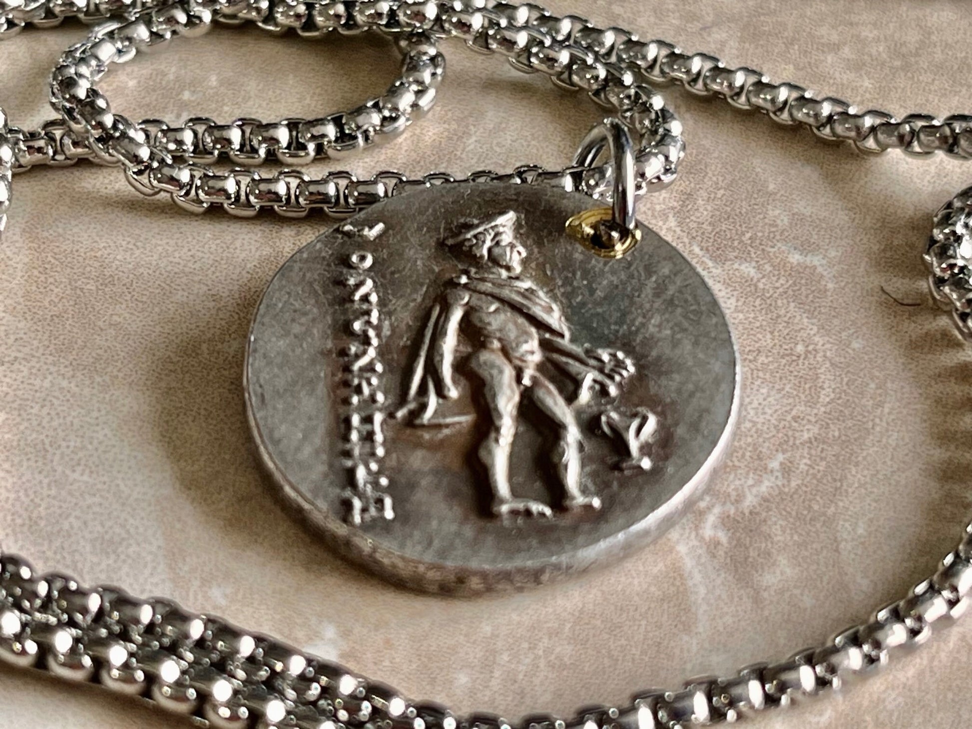 Greek Coin Pendant Pegasus Helmet Hercules Zeus Inlaid Necklace Jewelry Gift For Friend Charm For Him Her Charm World Coins Collector