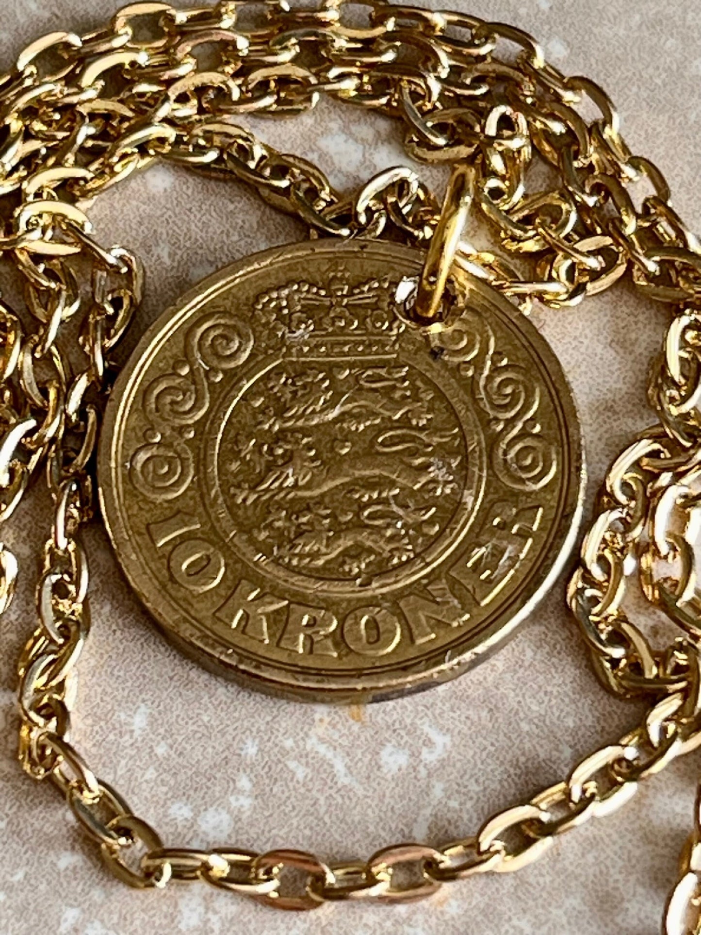 Denmark Coin Necklace Pendant 10 Kroner Danmark Denmark Personal Necklace Handmade Jewelry Gift Friend Charm Him Her World Coin Collector