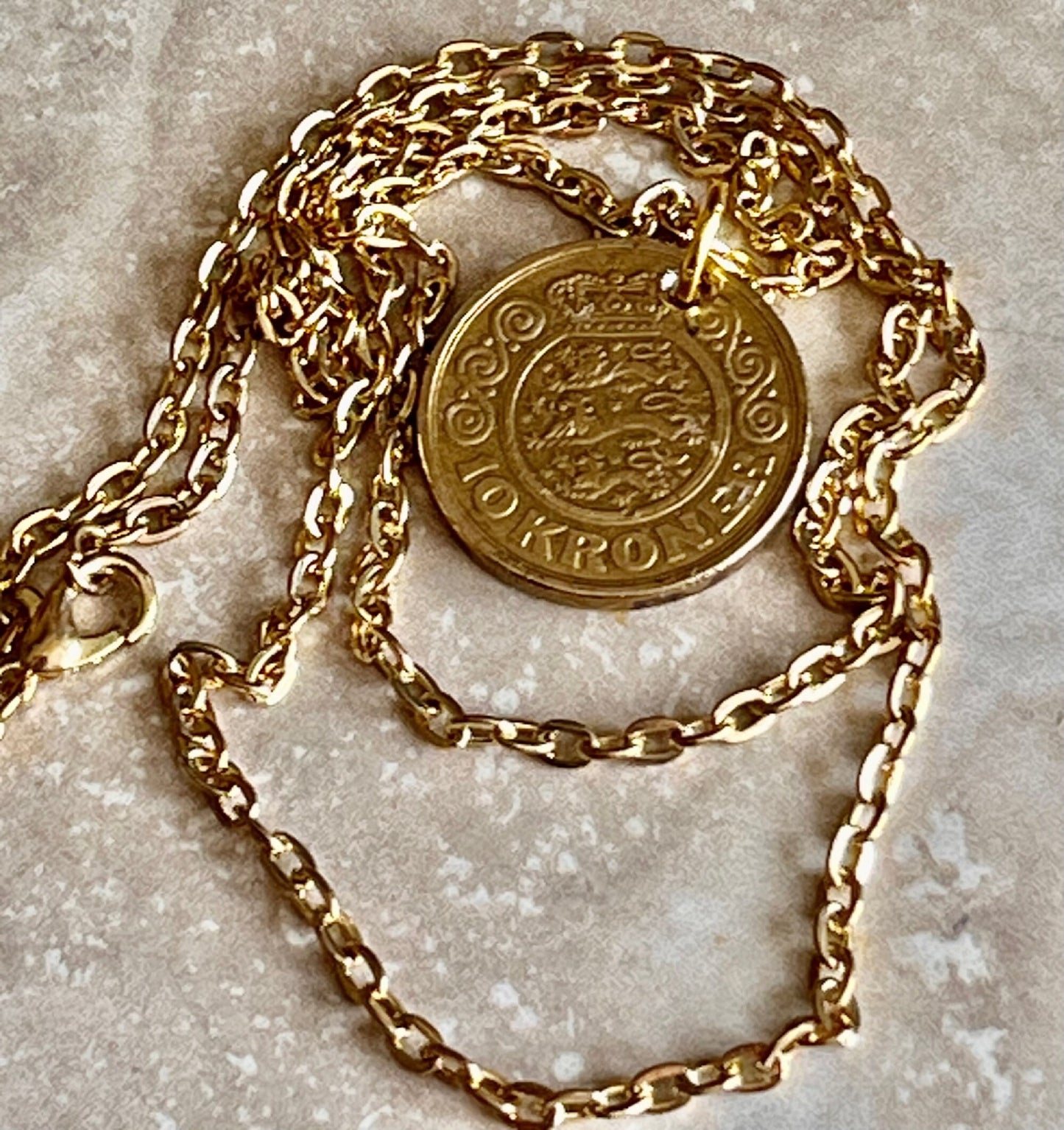 Denmark Coin Necklace Pendant 10 Kroner Danmark Denmark Personal Necklace Handmade Jewelry Gift Friend Charm Him Her World Coin Collector