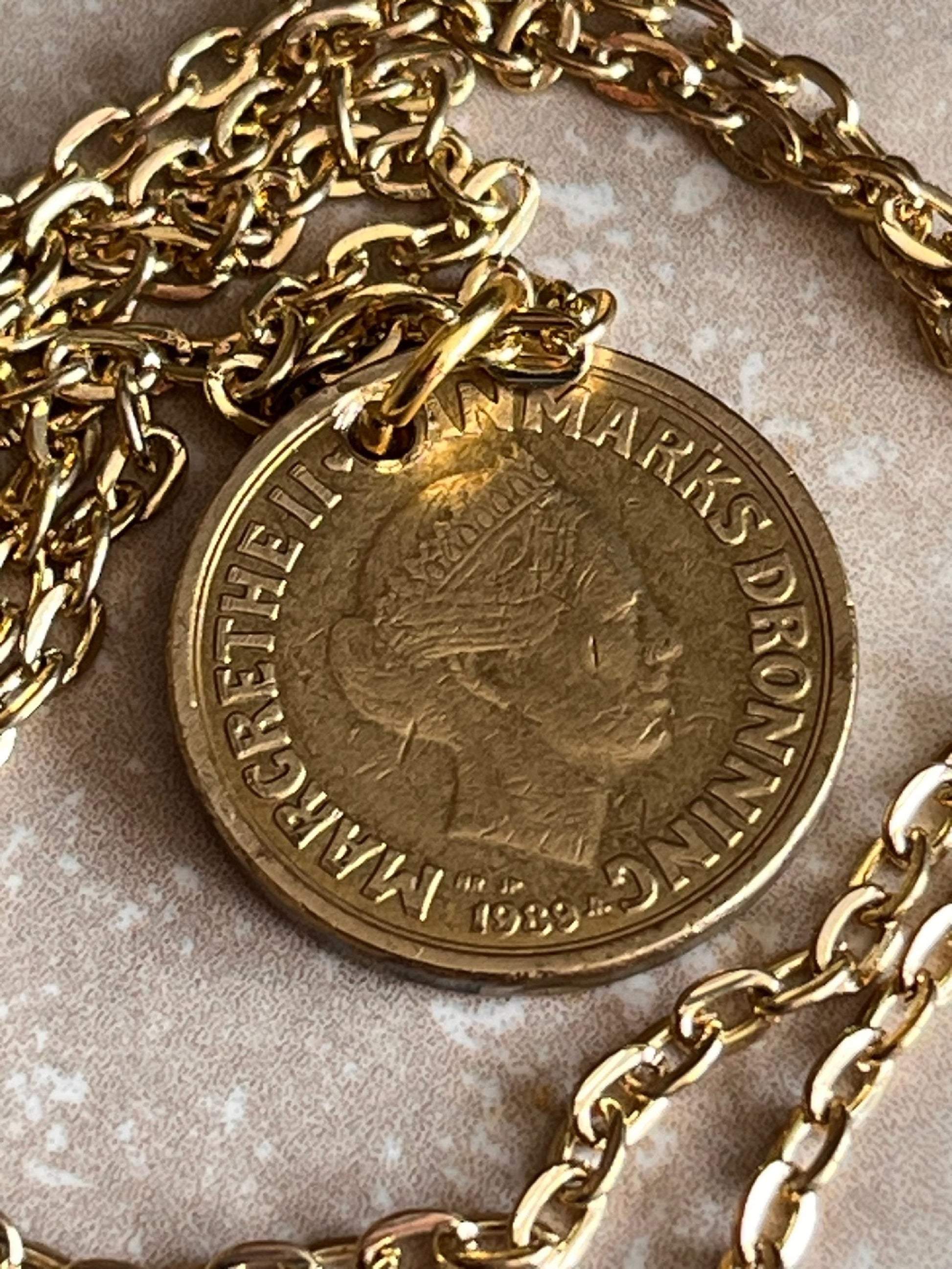 Denmark Coin Necklace Pendant 10 Kroner Danmark Denmark Personal Necklace Handmade Jewelry Gift Friend Charm Him Her World Coin Collector