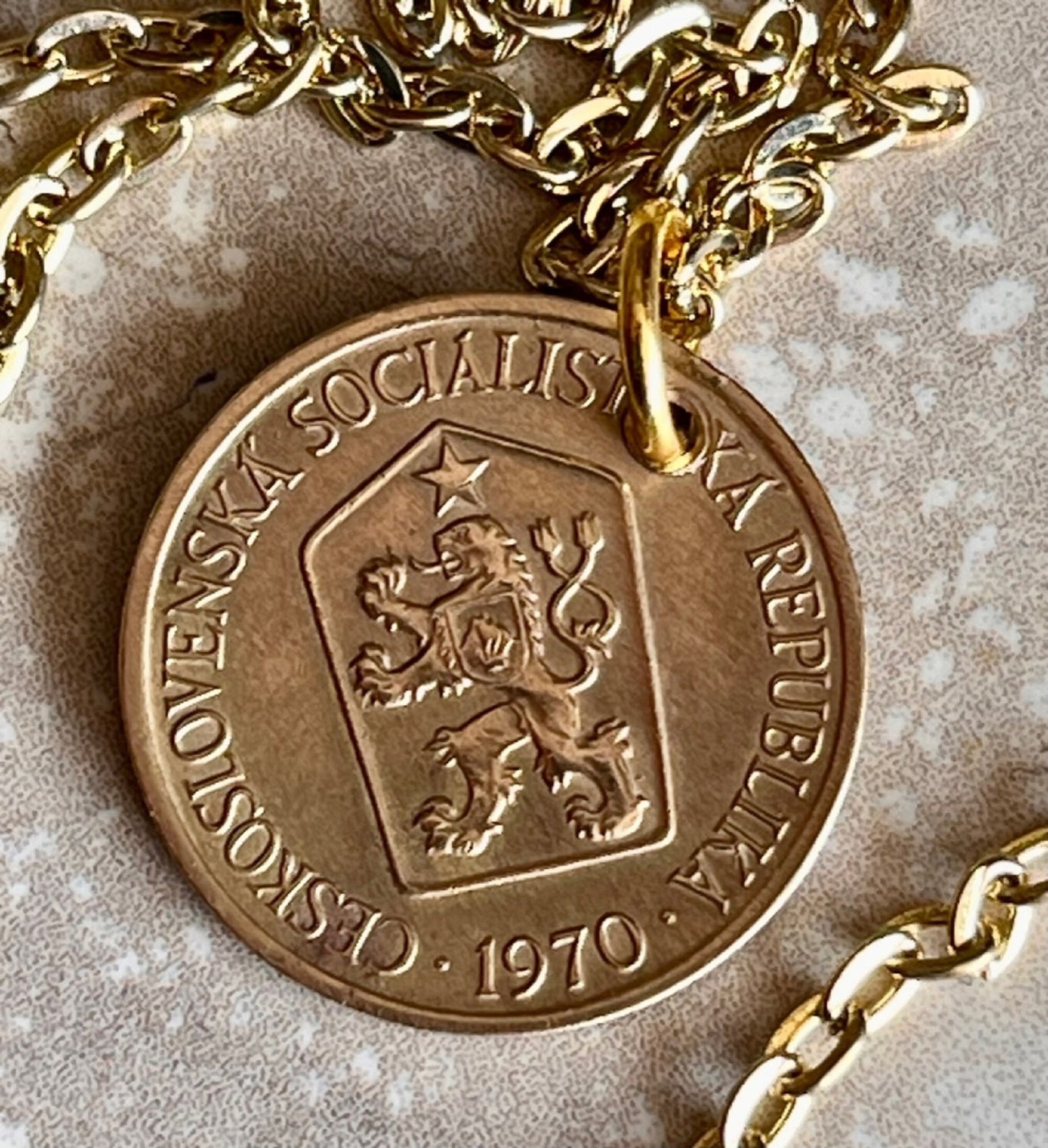 Czechoslovakia Republic Korun Coin Pendant Personal Necklace Vintage Handmade Jewelry Gift Friend Charm For Him Her World Coin Collector