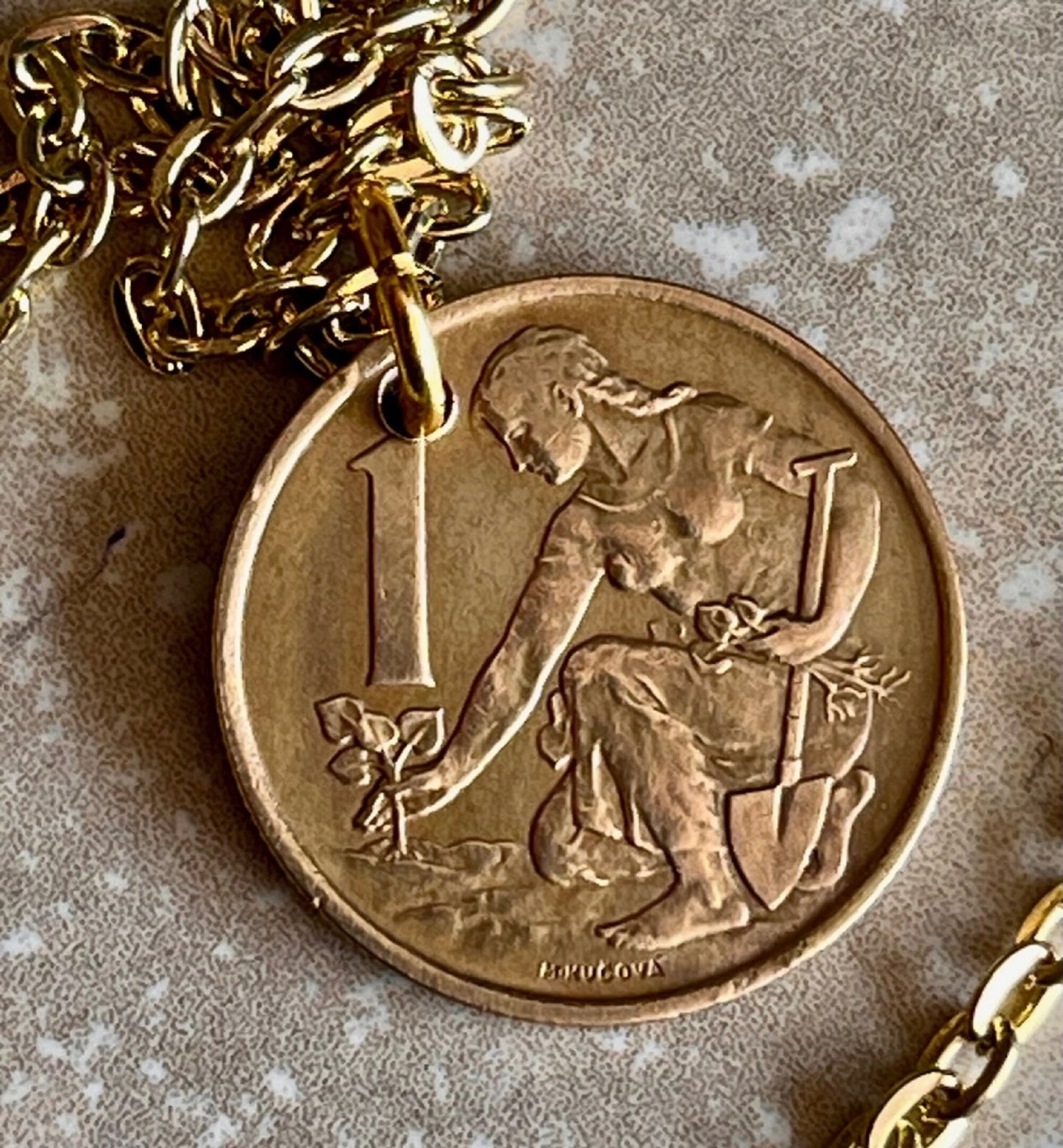 Czechoslovakia Republic Korun Coin Pendant Personal Necklace Vintage Handmade Jewelry Gift Friend Charm For Him Her World Coin Collector