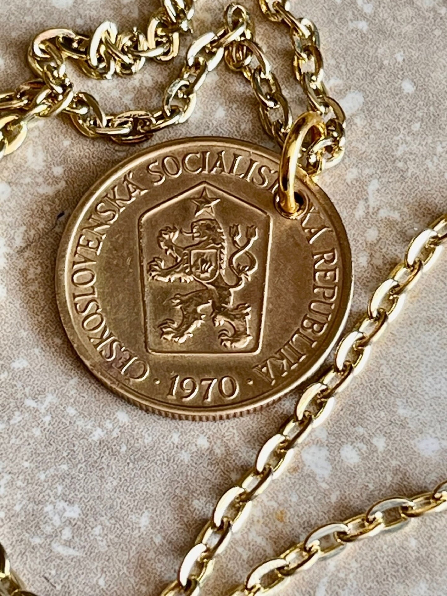 Czechoslovakia Republic Korun Coin Pendant Personal Necklace Vintage Handmade Jewelry Gift Friend Charm For Him Her World Coin Collector