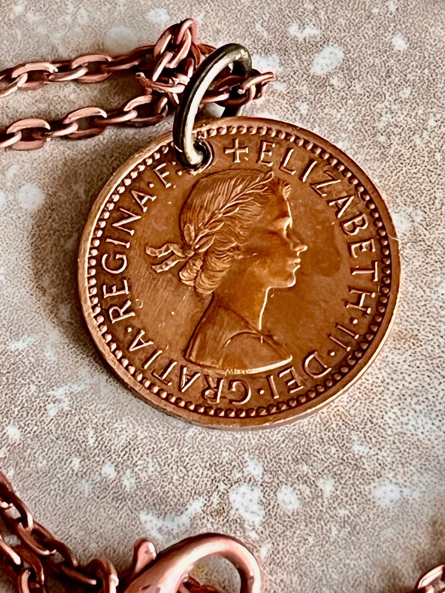 British Farthing Coin Pendant UK Wren Personal Necklace Old Vintage Handmade Jewelry Gift Friend Charm For Him Her World Coin Collector