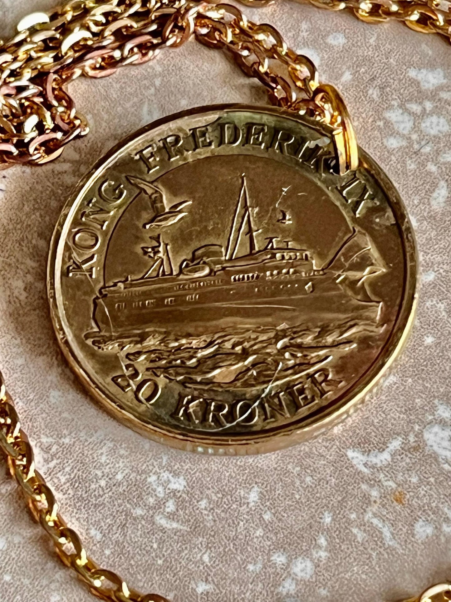 Denmark Coin Pendant Danish 20 Kroner Personal Necklace Old Vintage Handmade Jewelry Gift Friend Charm For Him Her World Coin Collector