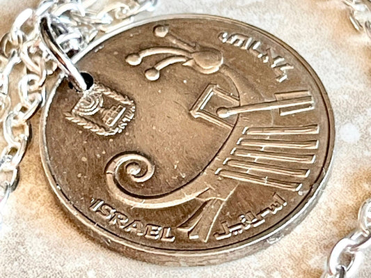 Israel Coin Necklace 10 Shekel Pendant Jewish Israelite Hanukkah Menorah Handmade Jewelry Gift Friend Charm For Him Her World Coin Collector