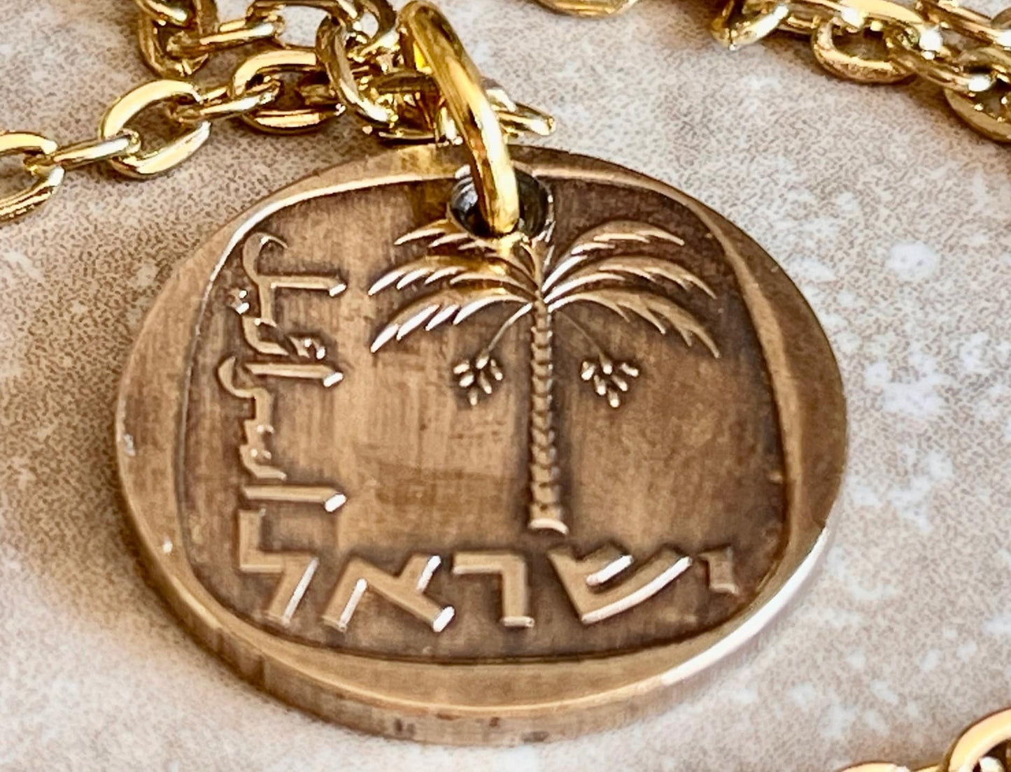 Israel Coin Necklace 10 Agorot Coin Personal Necklace Old Vintage Handmade Jewelry Gift Friend Charm For Him Her World Coin Collector