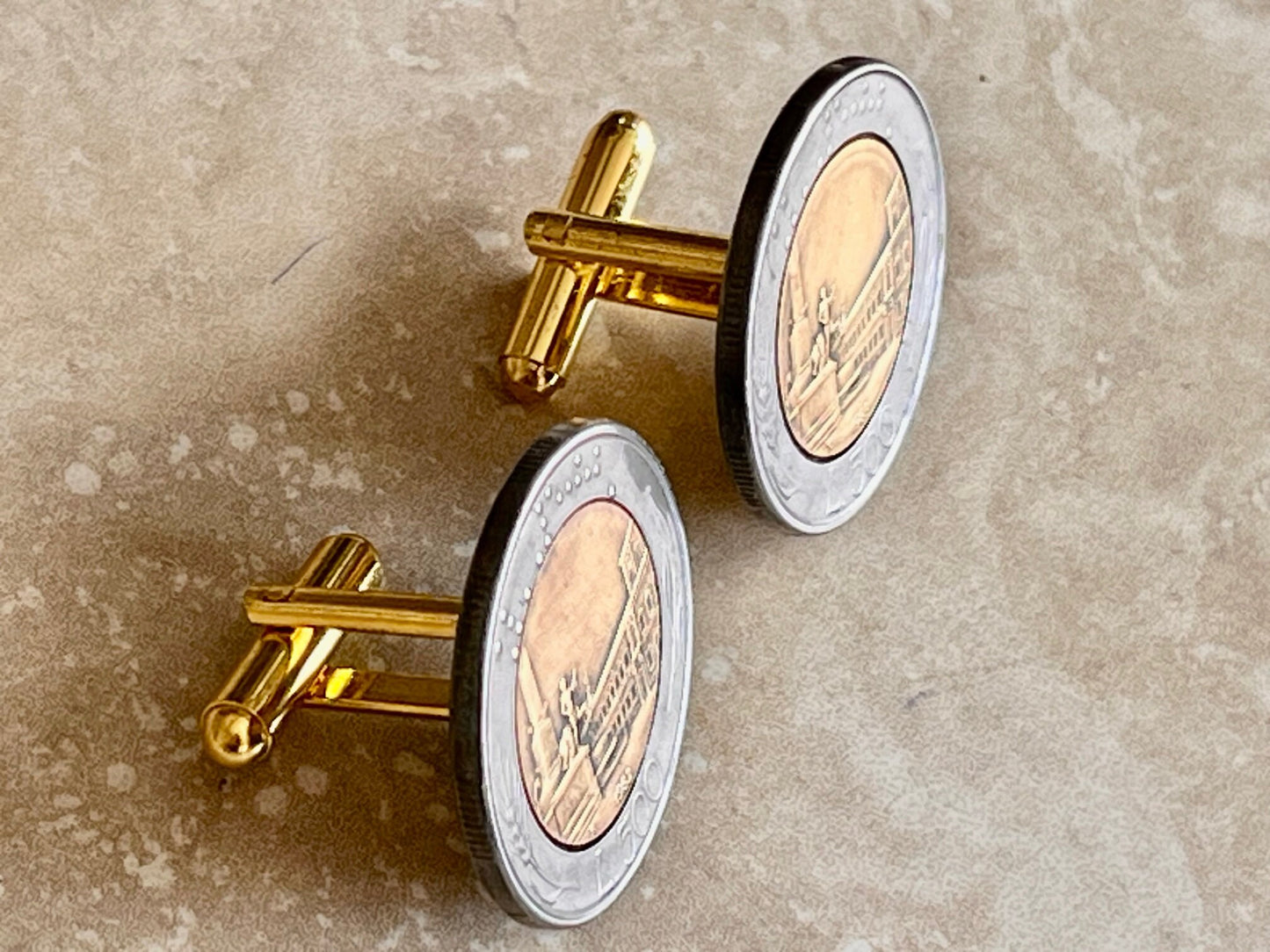 Italy Coin Cuff Links Italian 500L Personal Cufflink Old Vintage Handmade Jewelry Gift Friend Charm For Him Her World Coin Collector