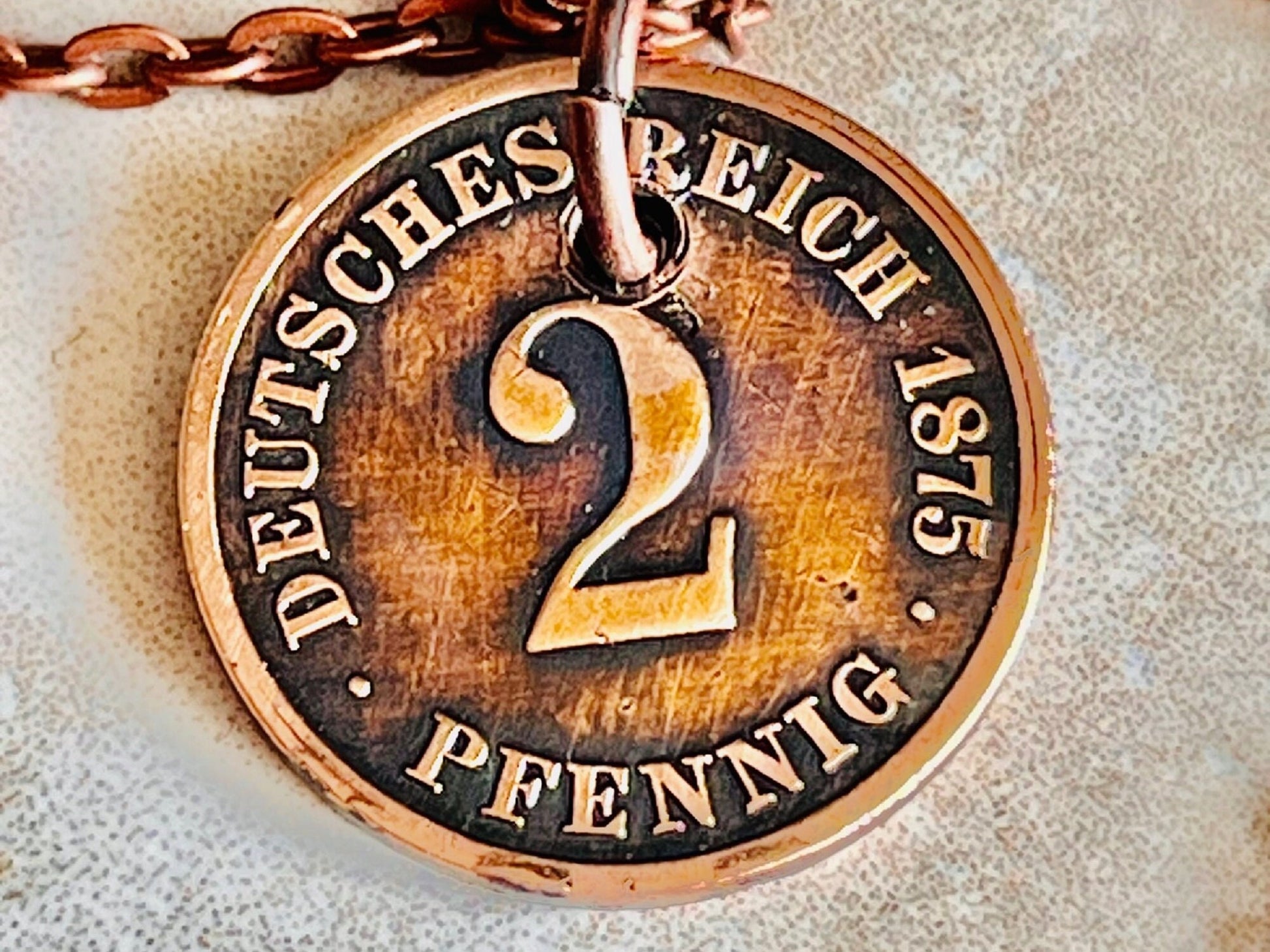 Germany 2 Pfenning Rentenpfennig German Coin Necklace Custom Made Charm Gift For Friend Coin Charm Gift For Him, Coin Collector, World Coins