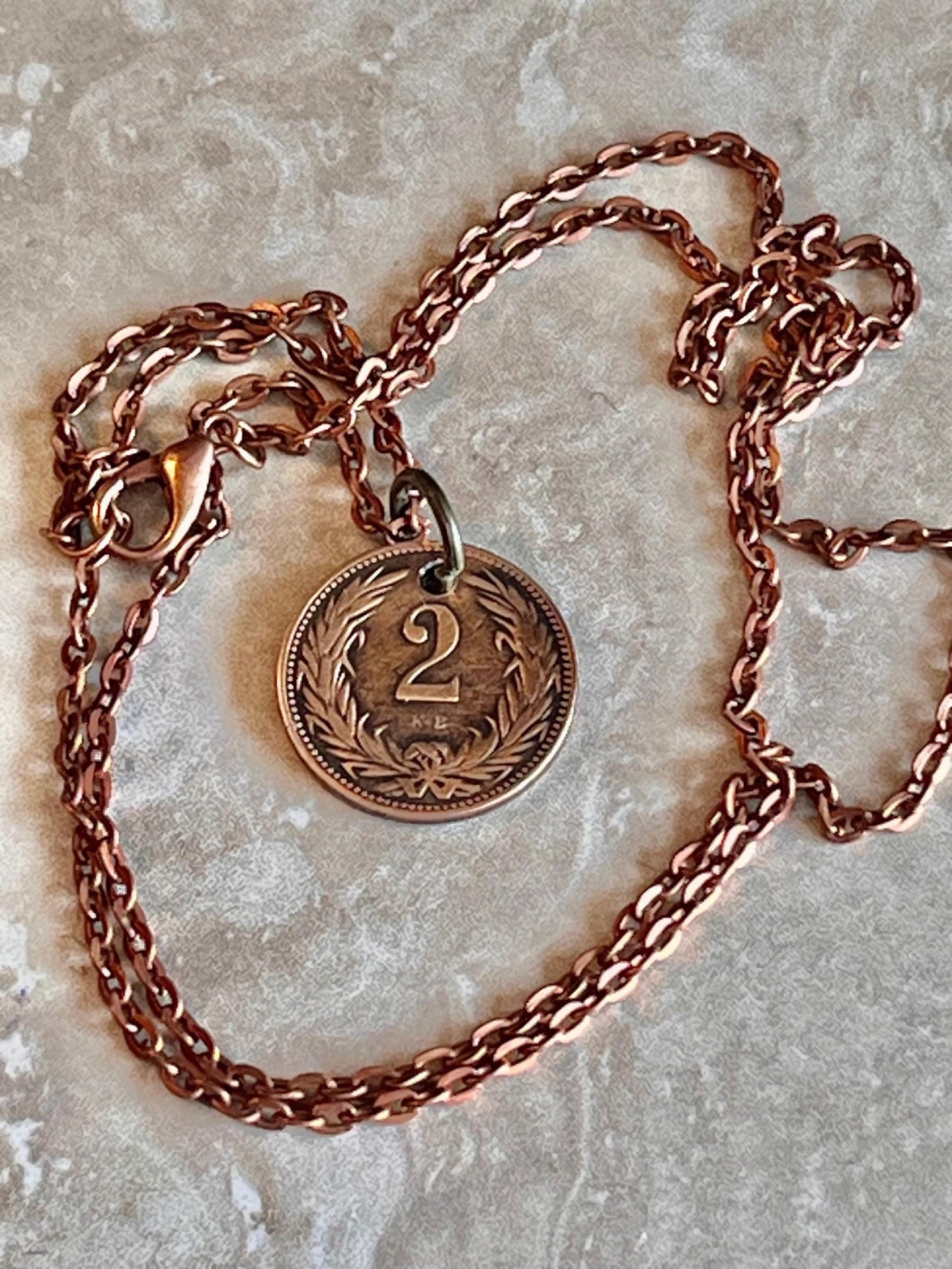 Hungary Coin Pendant Hungarian 2 Filler Personal Necklace Old Vintage Handmade Jewelry Gift Friend Charm For Him Her World Coin Collector