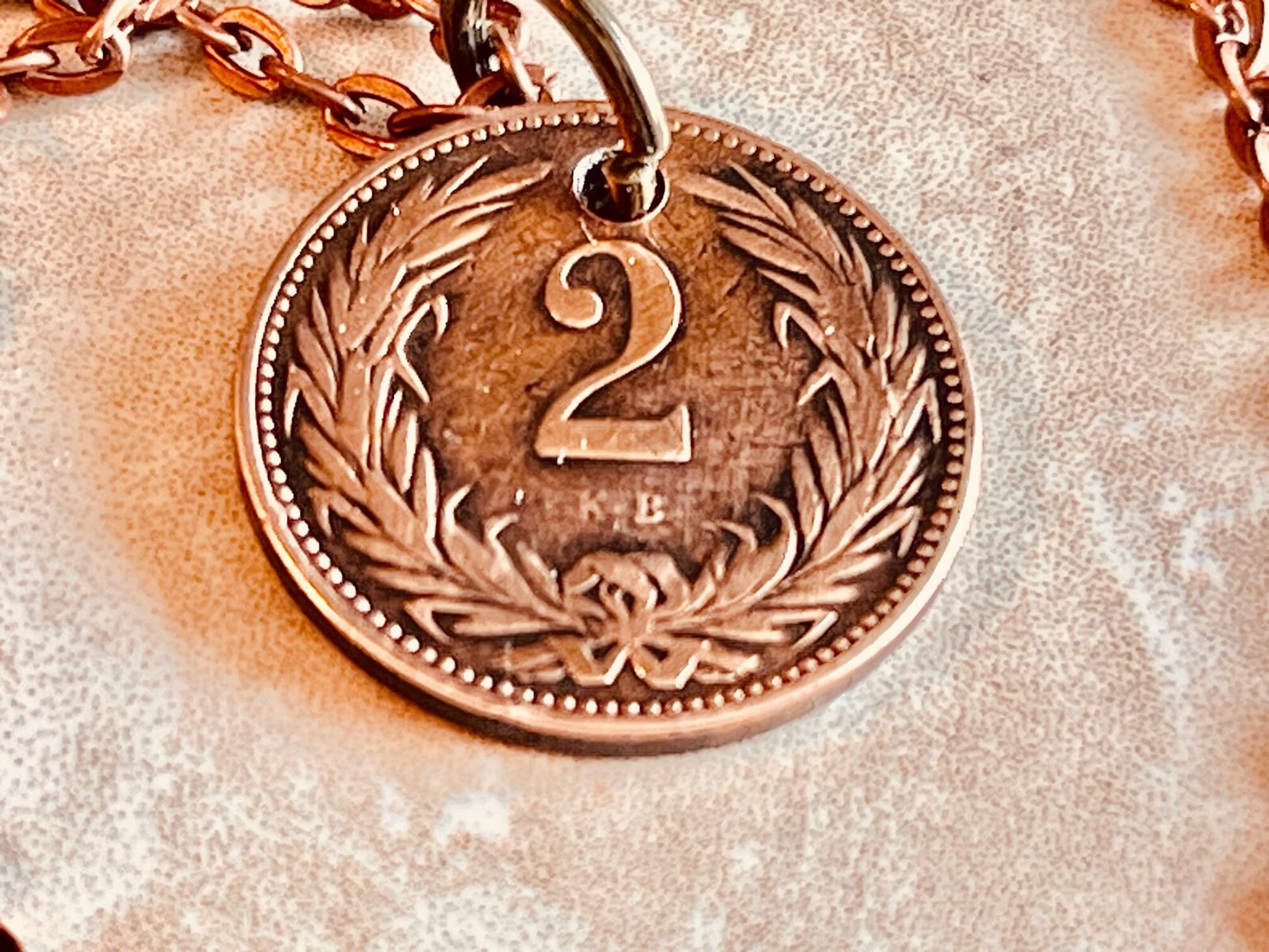 Hungary Coin Pendant Hungarian 2 Filler Personal Necklace Old Vintage Handmade Jewelry Gift Friend Charm For Him Her World Coin Collector