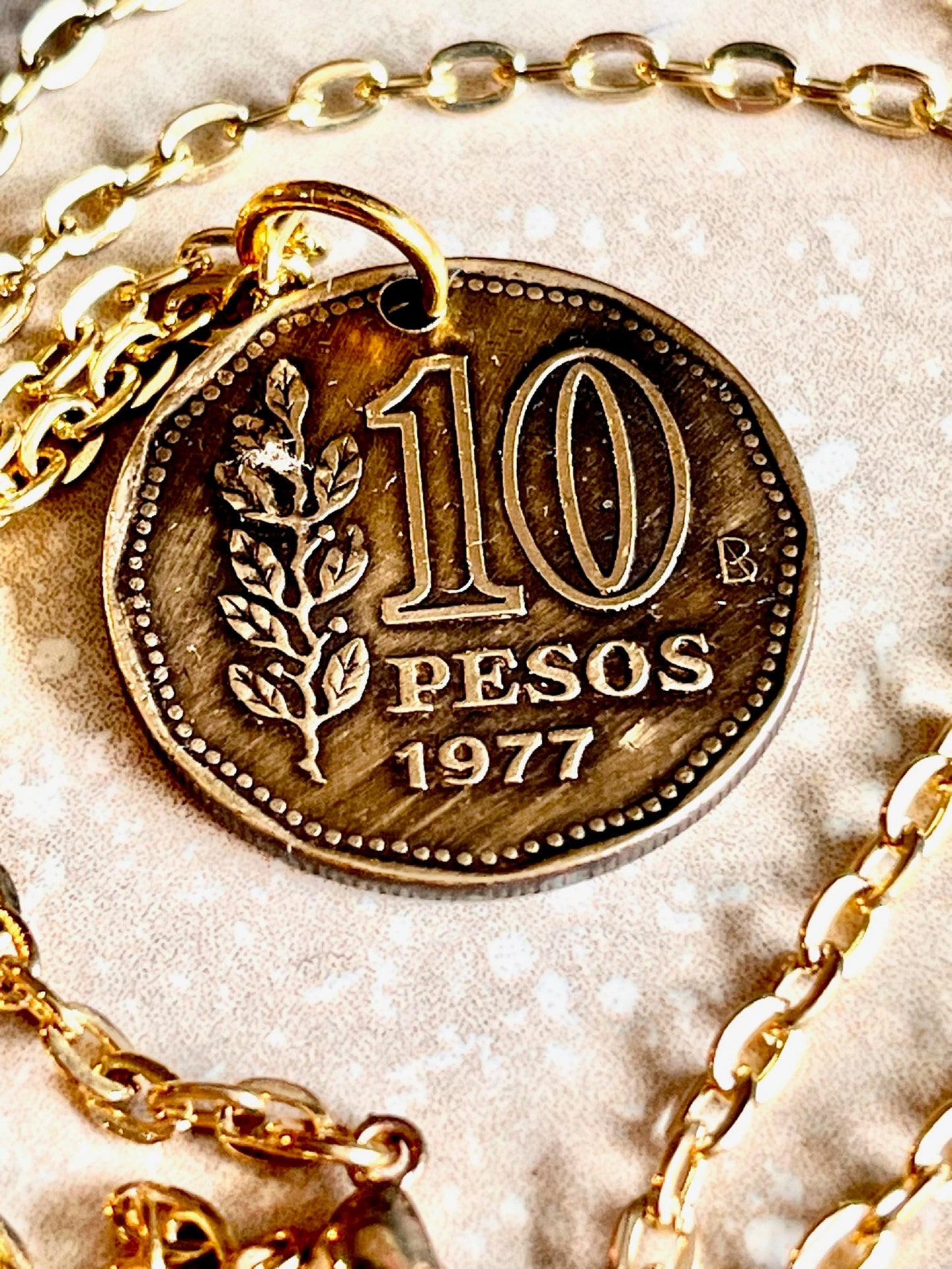 Argentina Coin Necklace 1977 Argentinian 10 Pesos Del Rio Personal Handmade Jewelry Gift Friend Charm For Him Her World Coin Collector