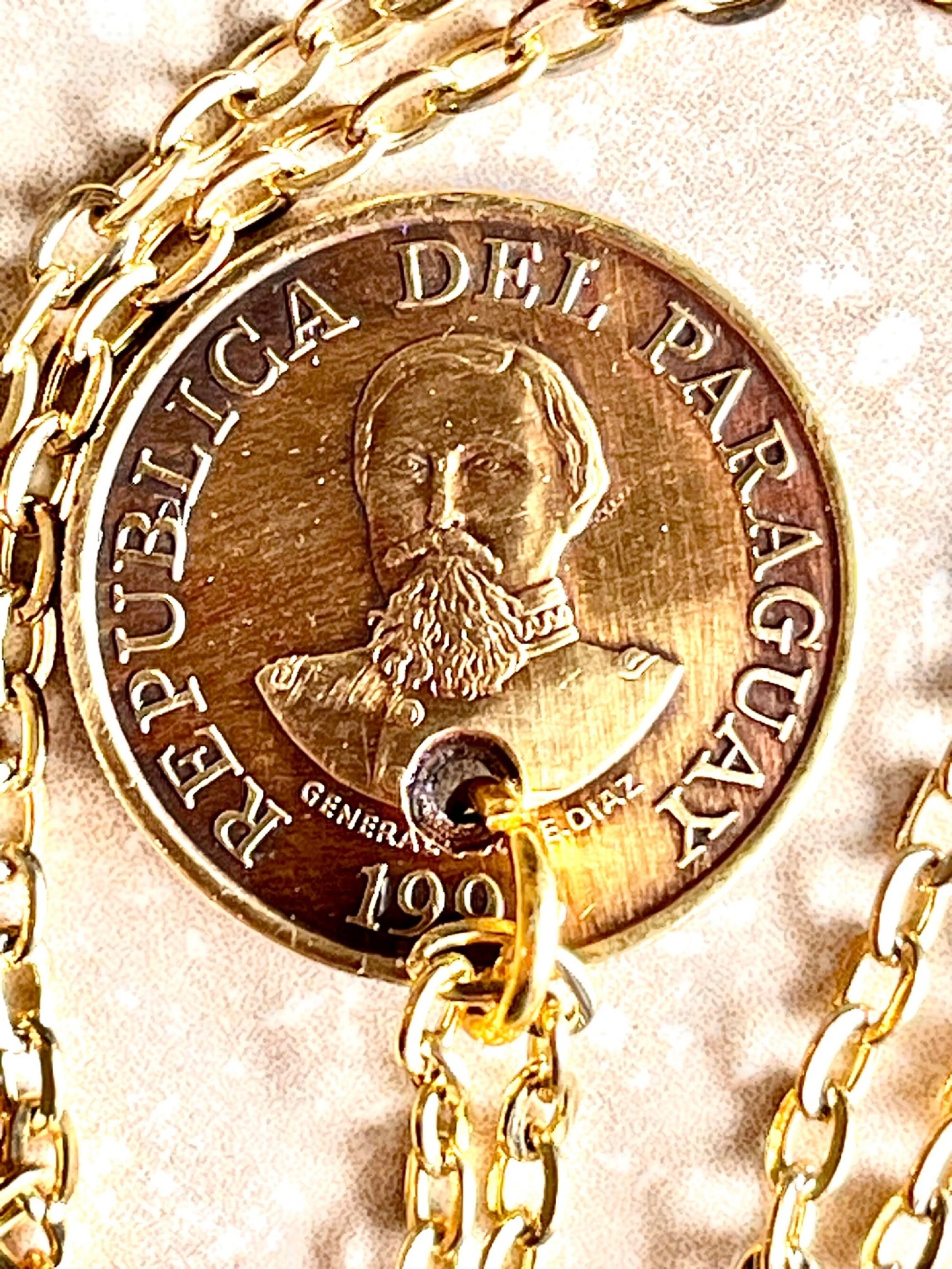 Paraguay Coin Necklace Pendant 100 Pesos Personal Handmade Jewelry Gift Friend Charm For Him Her World Coin Collector