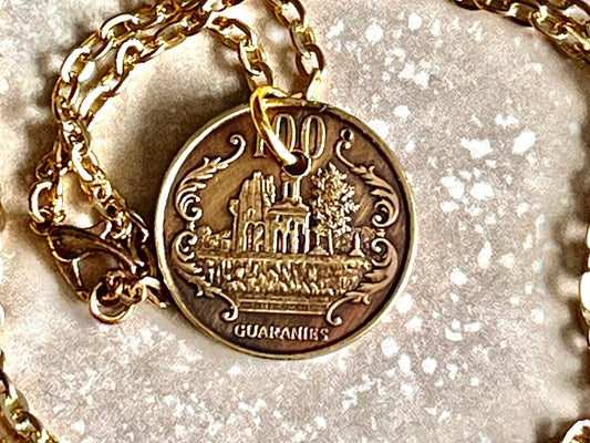 Paraguay Coin Necklace Pendant 100 Pesos Personal Handmade Jewelry Gift Friend Charm For Him Her World Coin Collector