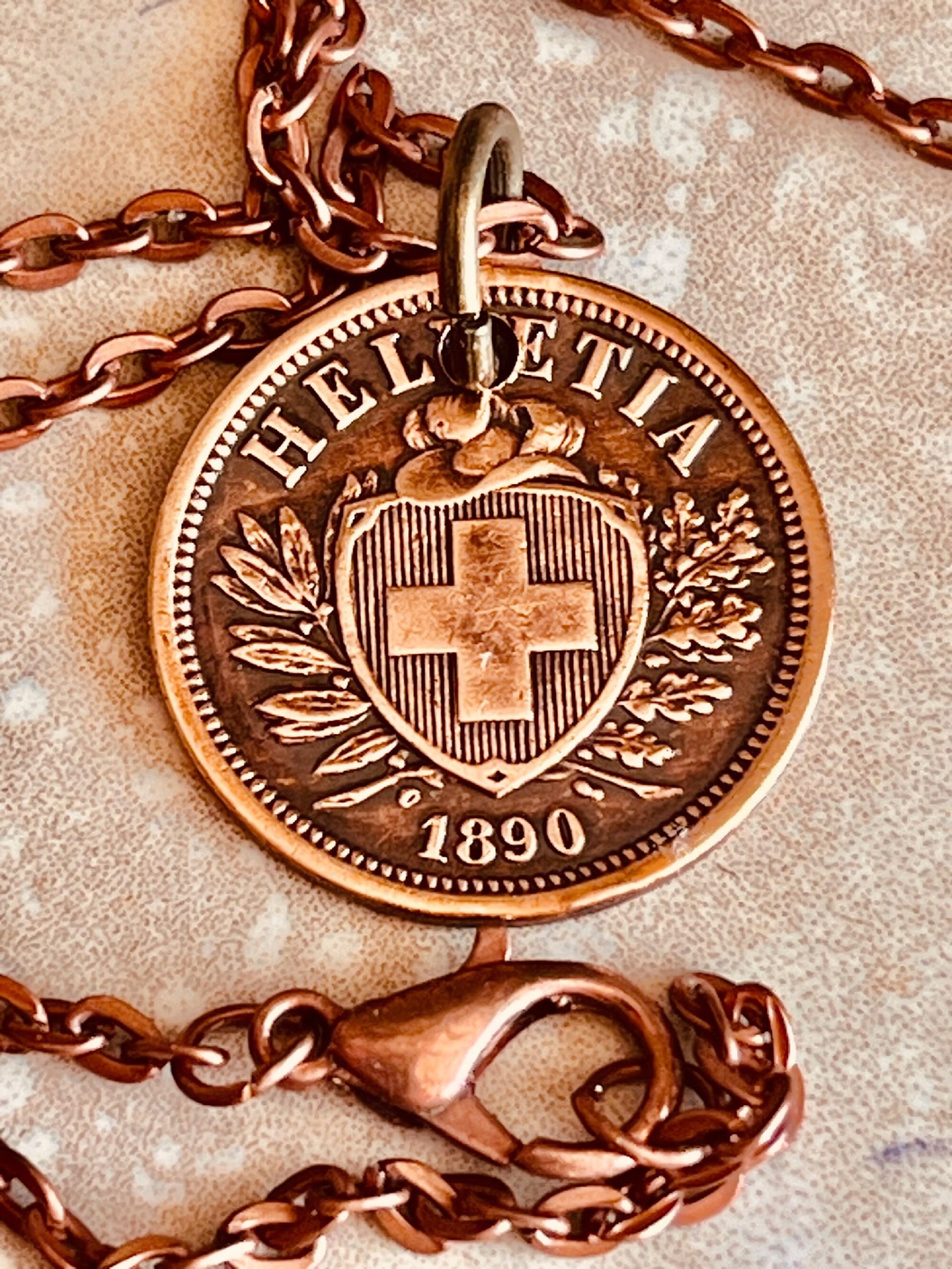 Switzerland Pendant Necklace Helvetia 2 Rappen Bern Personal Old Vintage Handmade Jewelry Gift Friend Charm For Him Her World Coin Collector