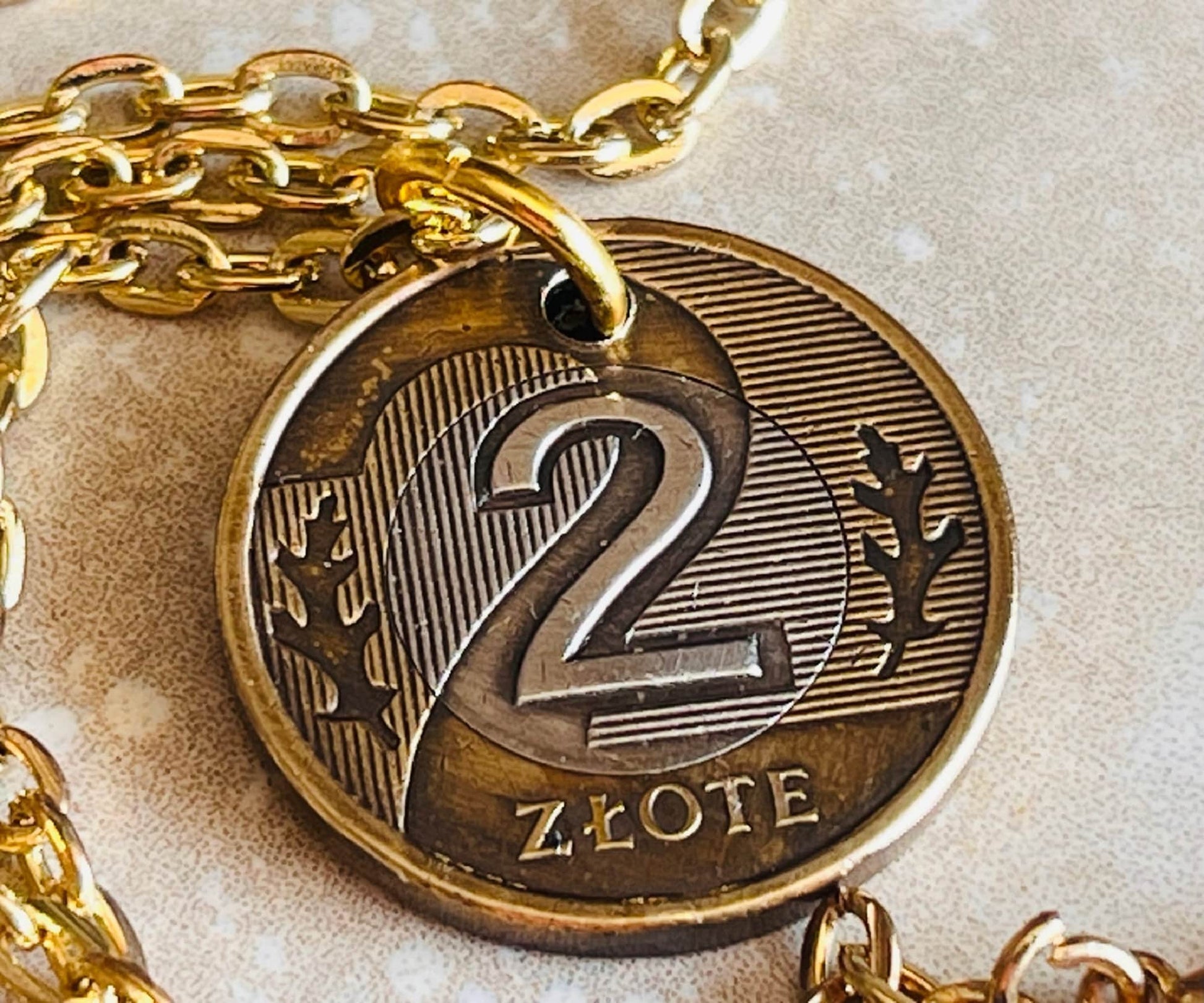 Poland Pendant Necklace 2 Zlote Polish Custom Made Vintage Jewelry and Rare coins - Coin Enthusiast - Handmade Fashion Gift Accessory.