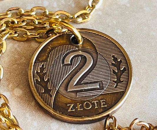 Poland Pendant Necklace 2 Zlote Polish Custom Made Vintage Jewelry and Rare coins - Coin Enthusiast - Handmade Fashion Gift Accessory.