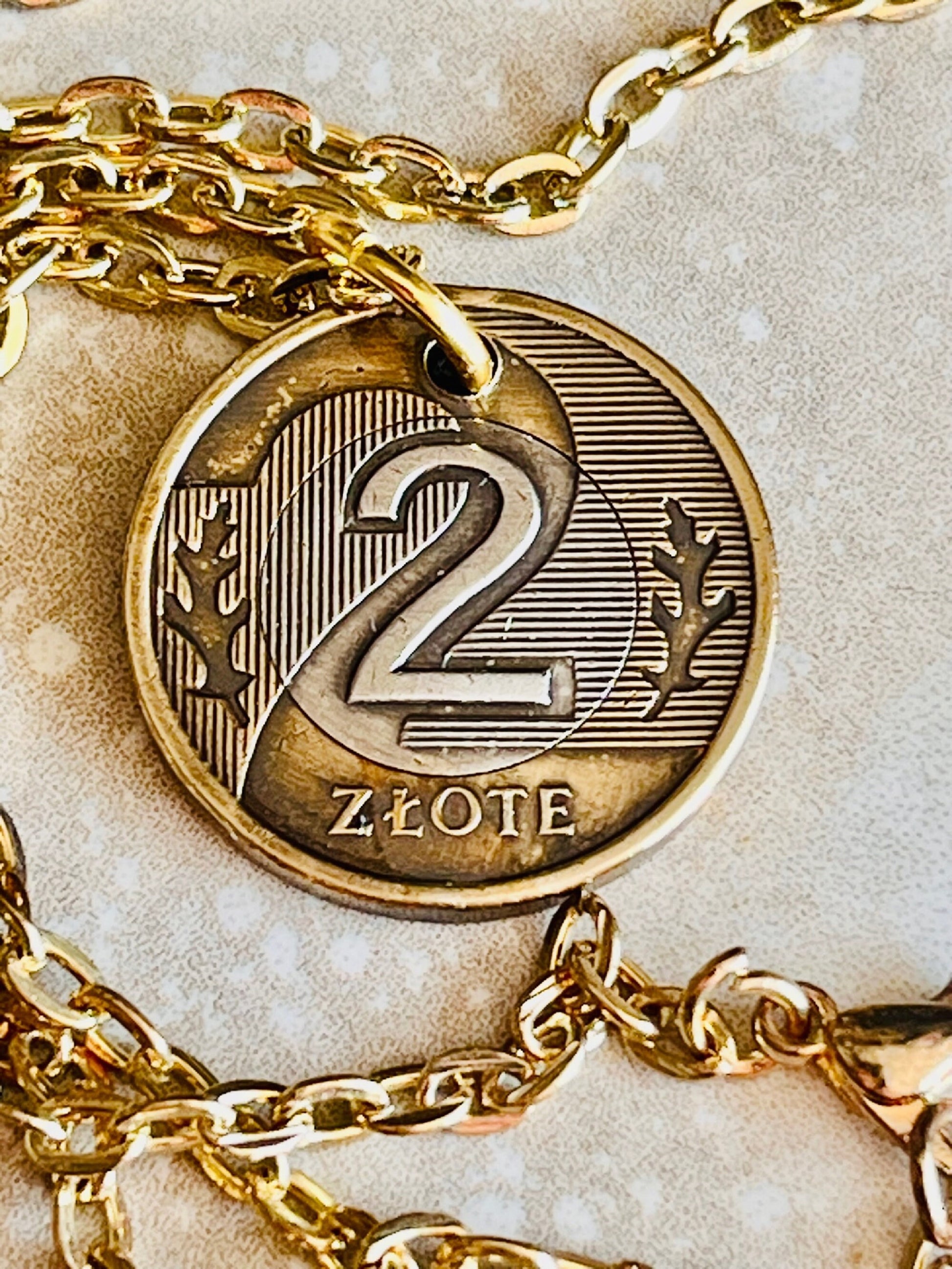 Poland Pendant Necklace 2 Zlote Polish Custom Made Vintage Jewelry and Rare coins - Coin Enthusiast - Handmade Fashion Gift Accessory.