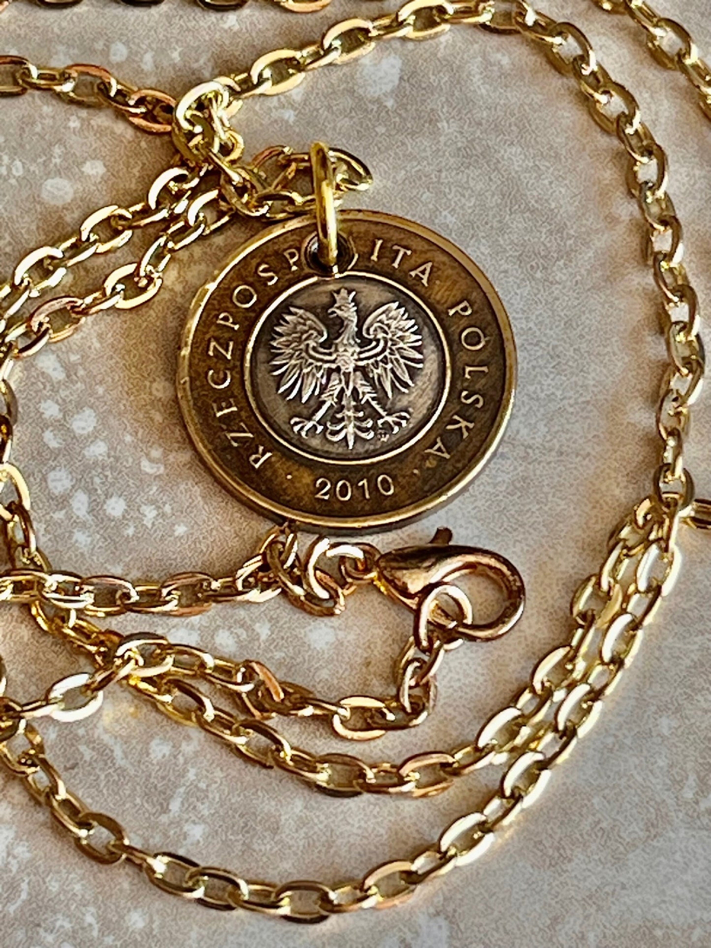 Poland Pendant Necklace 2 Zlote Polish Custom Made Vintage Jewelry and Rare coins - Coin Enthusiast - Handmade Fashion Gift Accessory.