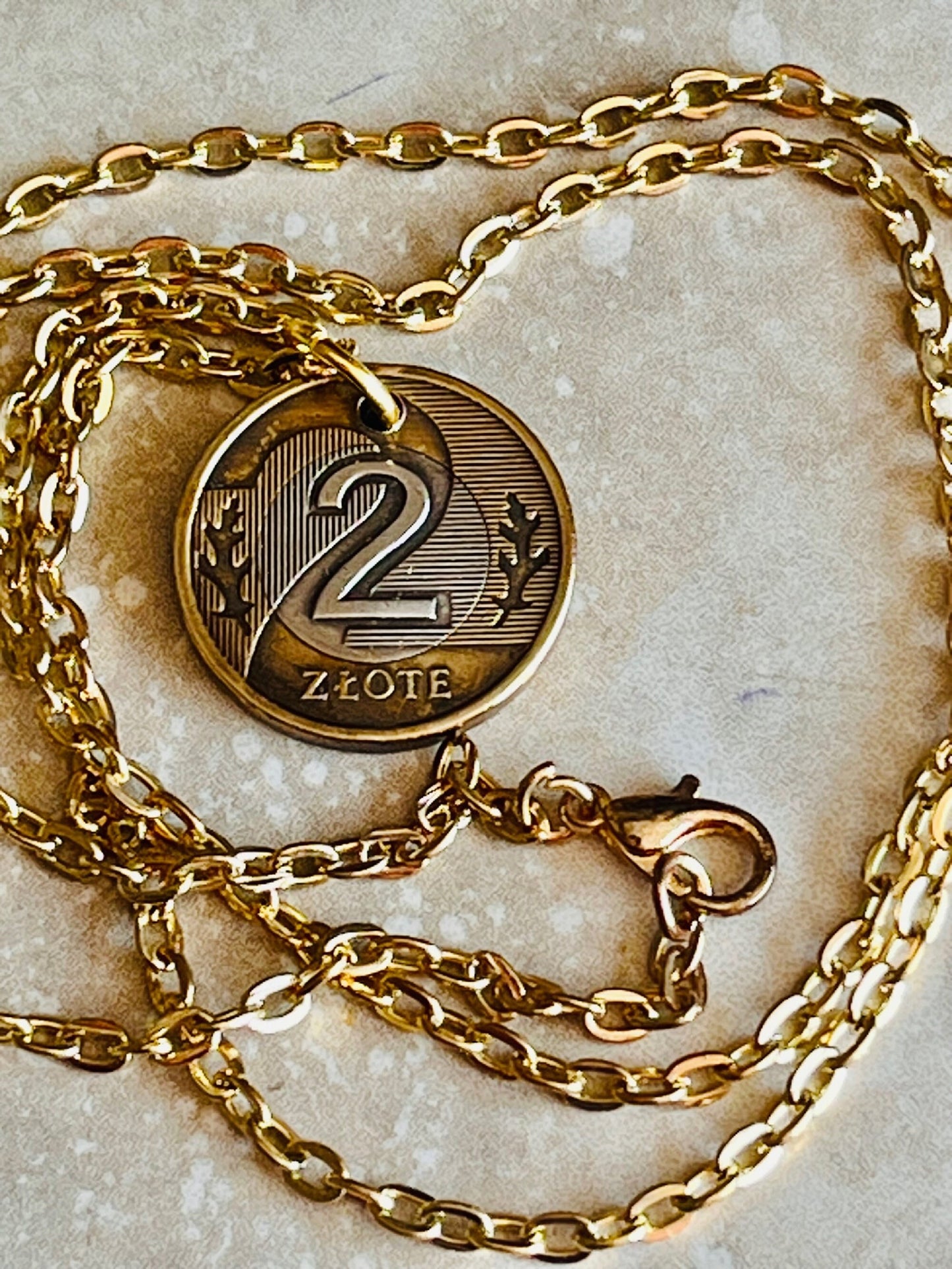 Poland Pendant Necklace 2 Zlote Polish Custom Made Vintage Jewelry and Rare coins - Coin Enthusiast - Handmade Fashion Gift Accessory.