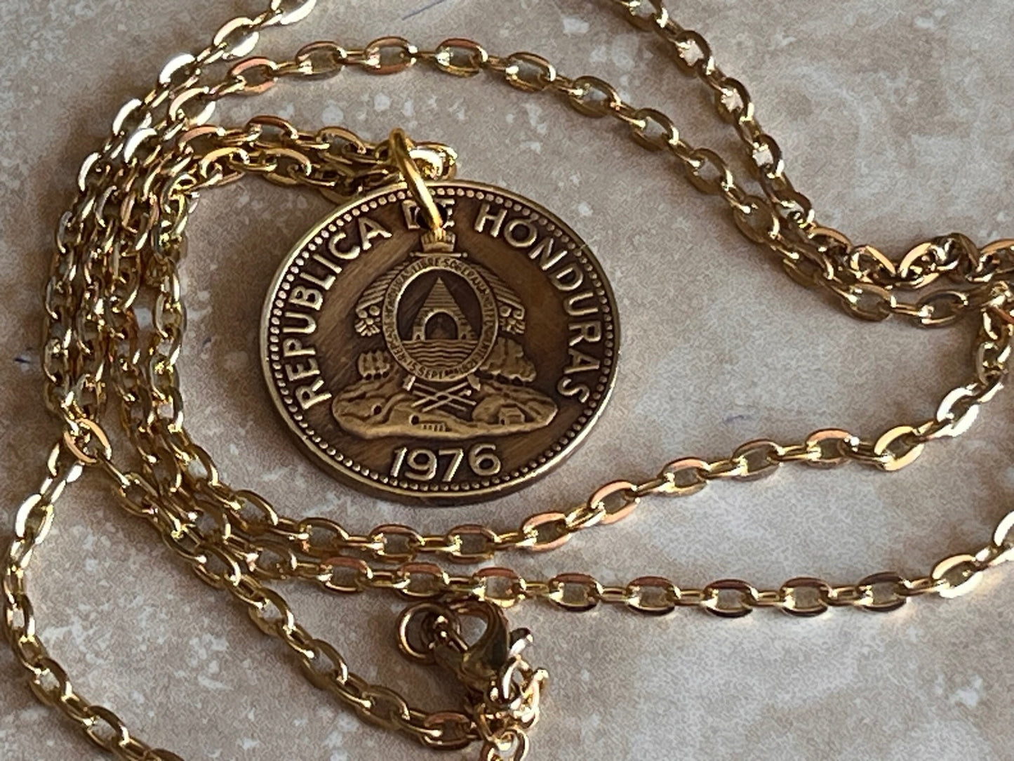 British Honduras 10 Centavos Lempira Personal Necklace Old Vintage Handmade Jewelry Gift Friend Charm For Him Her World Coin Collector