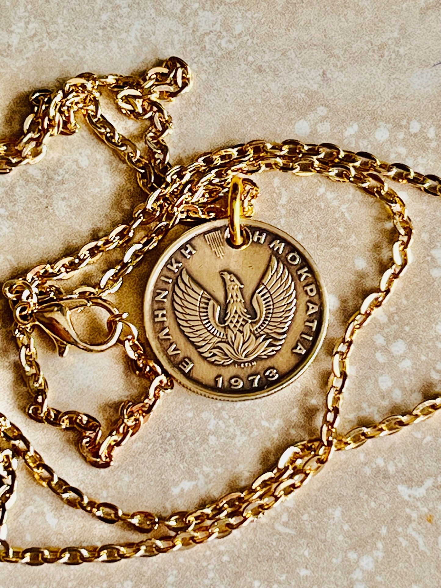 Greece Coin Pendant Greek 2 Apaxmh Necklace Jewelry Custom Charm Gift For Friend Coin Charm Gift For Him Her, World Coins Collector