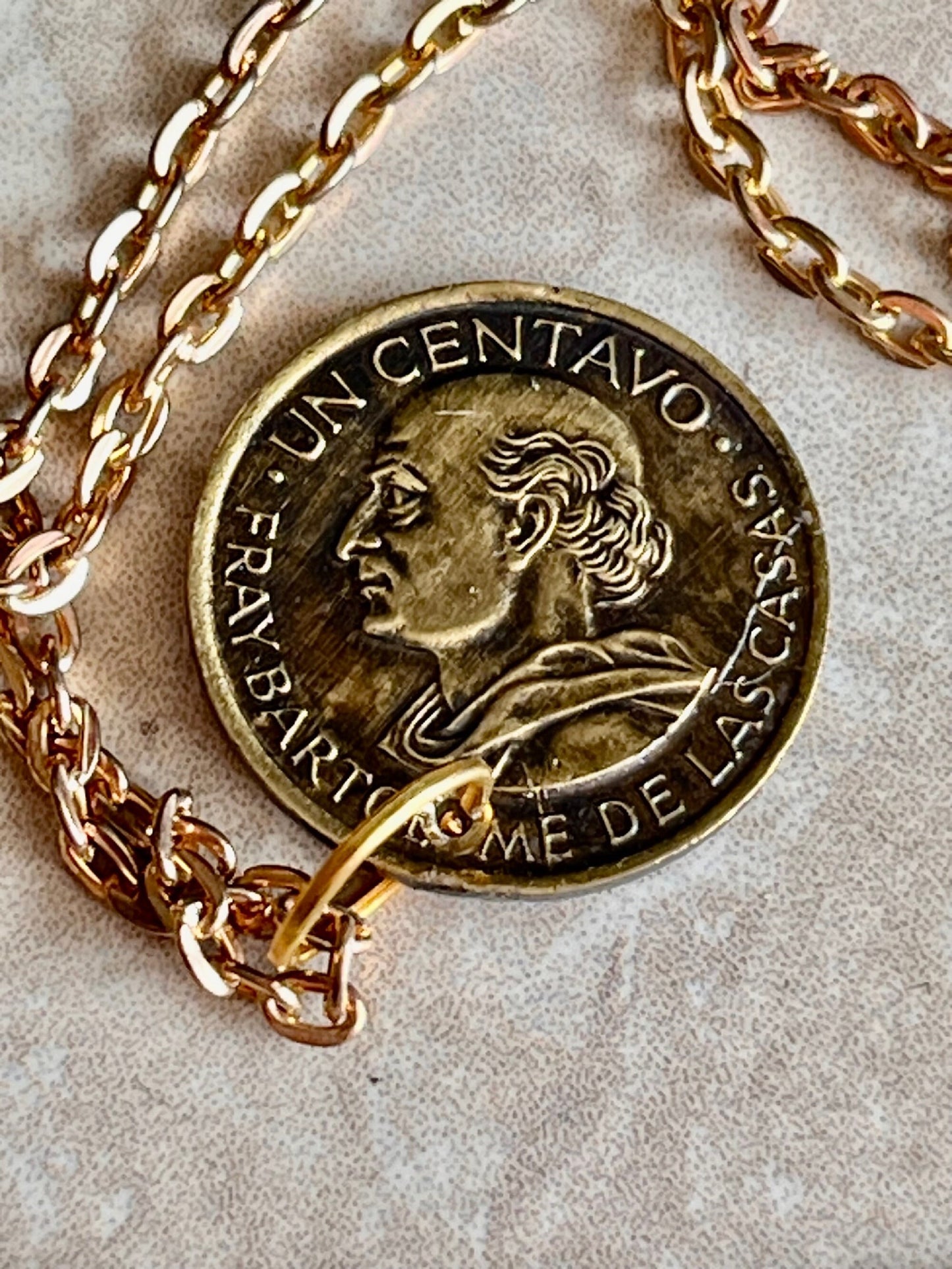 Guatemala Coin Necklace One Centavo Coin Pendant Personal Old Vintage Handmade Jewelry Gift Friend Charm For Him Her World Coin Collector